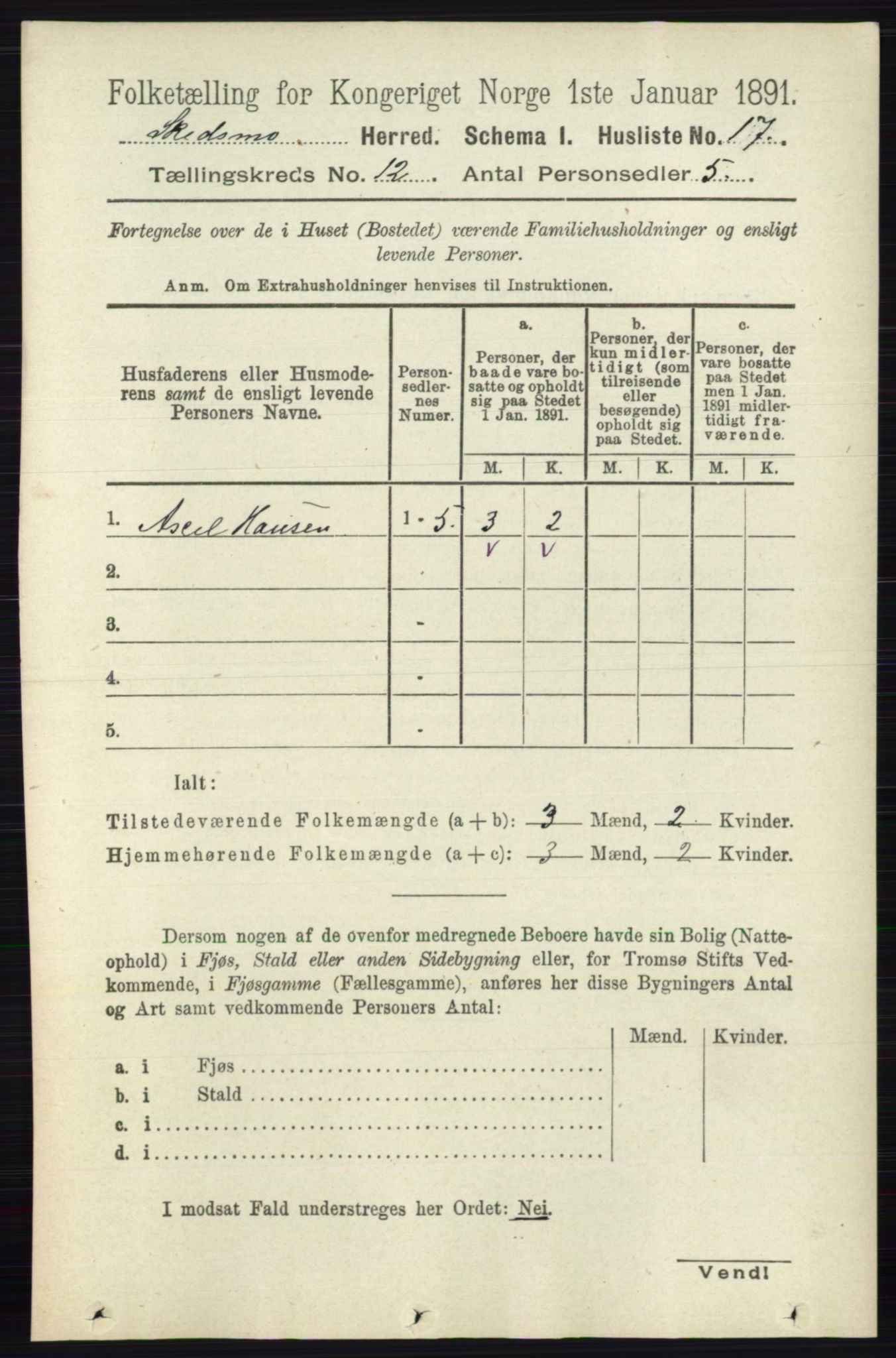 RA, 1891 census for 0231 Skedsmo, 1891, p. 6705