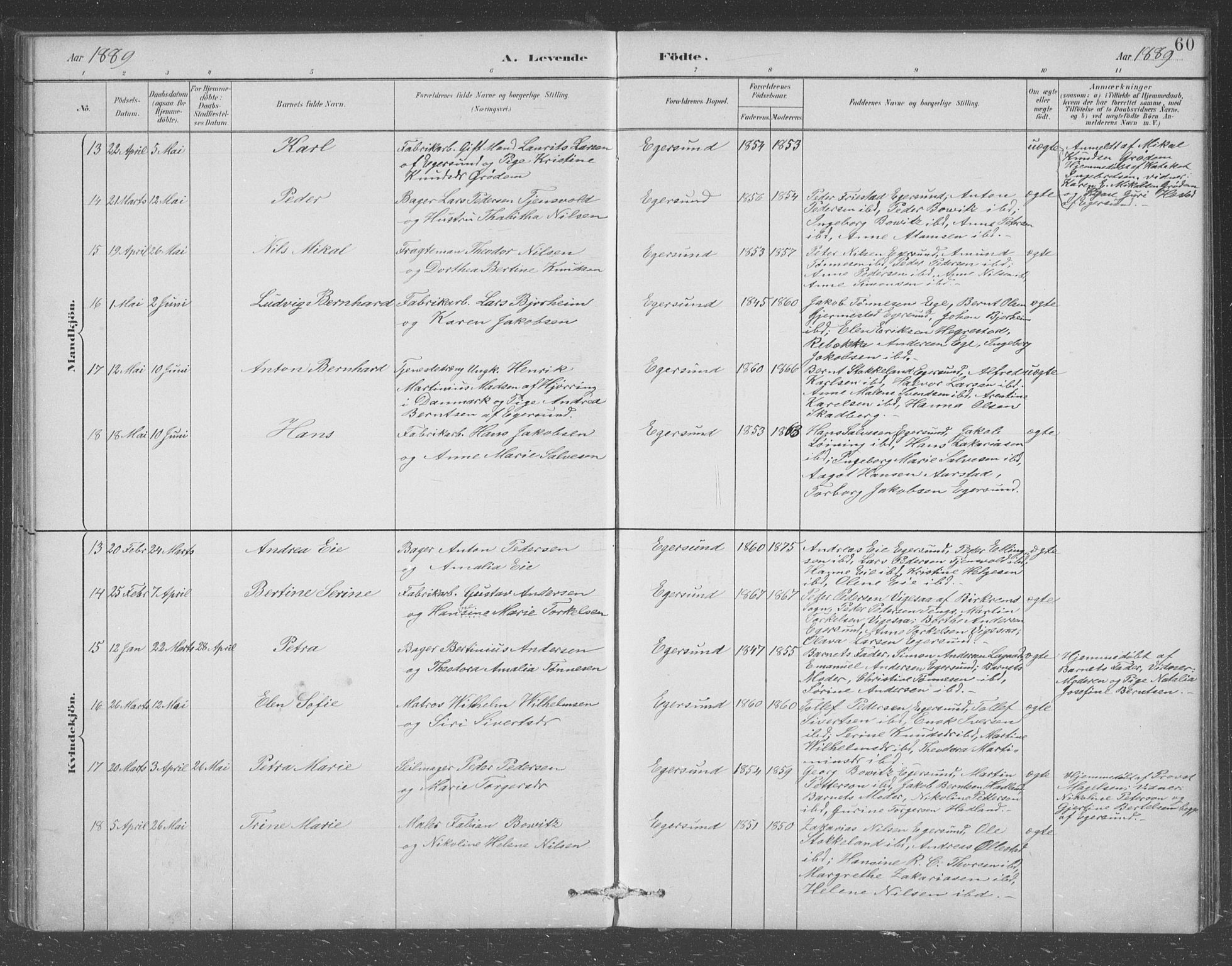 Eigersund sokneprestkontor, AV/SAST-A-101807/S09/L0008: Parish register (copy) no. B 8, 1882-1892, p. 60