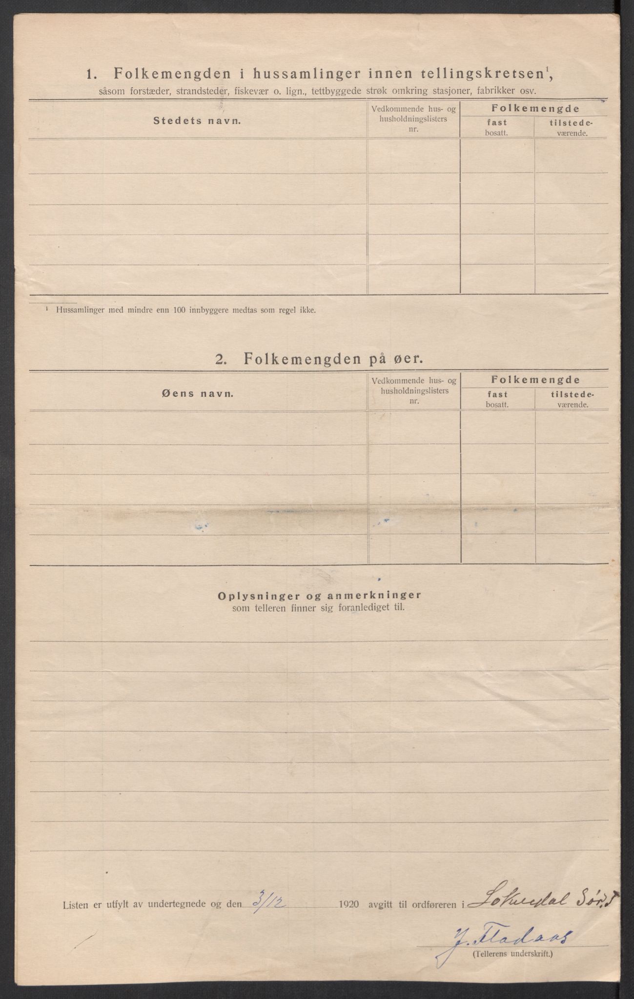 SAT, 1920 census for Soknedal, 1920, p. 33