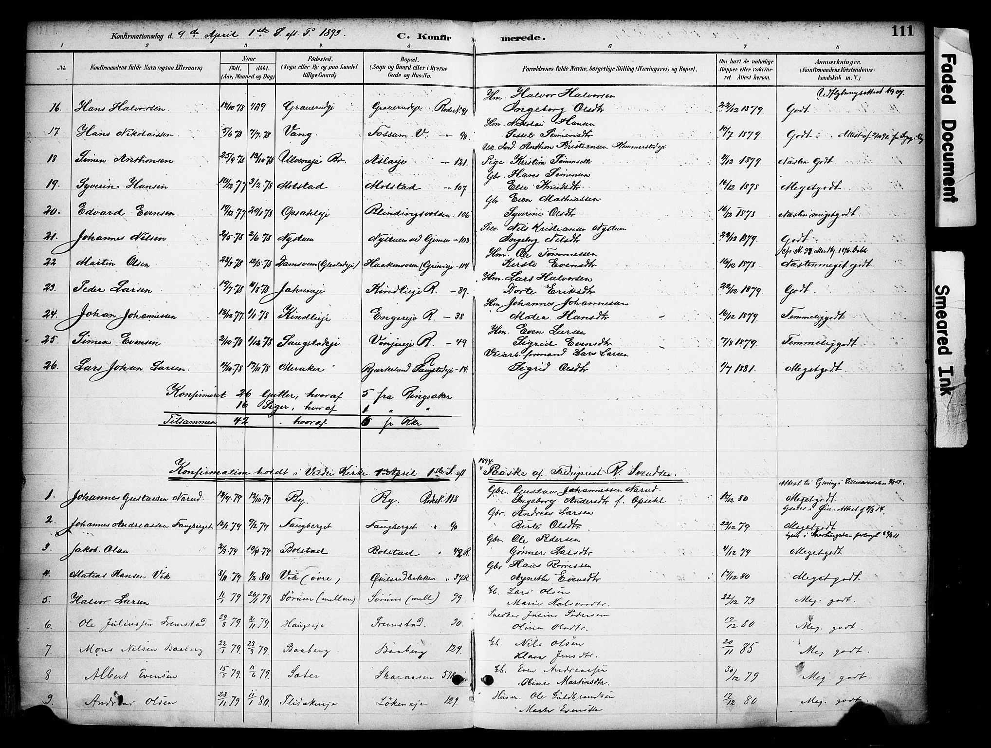 Ringsaker prestekontor, AV/SAH-PREST-014/K/Ka/L0016: Parish register (official) no. 16, 1891-1904, p. 111