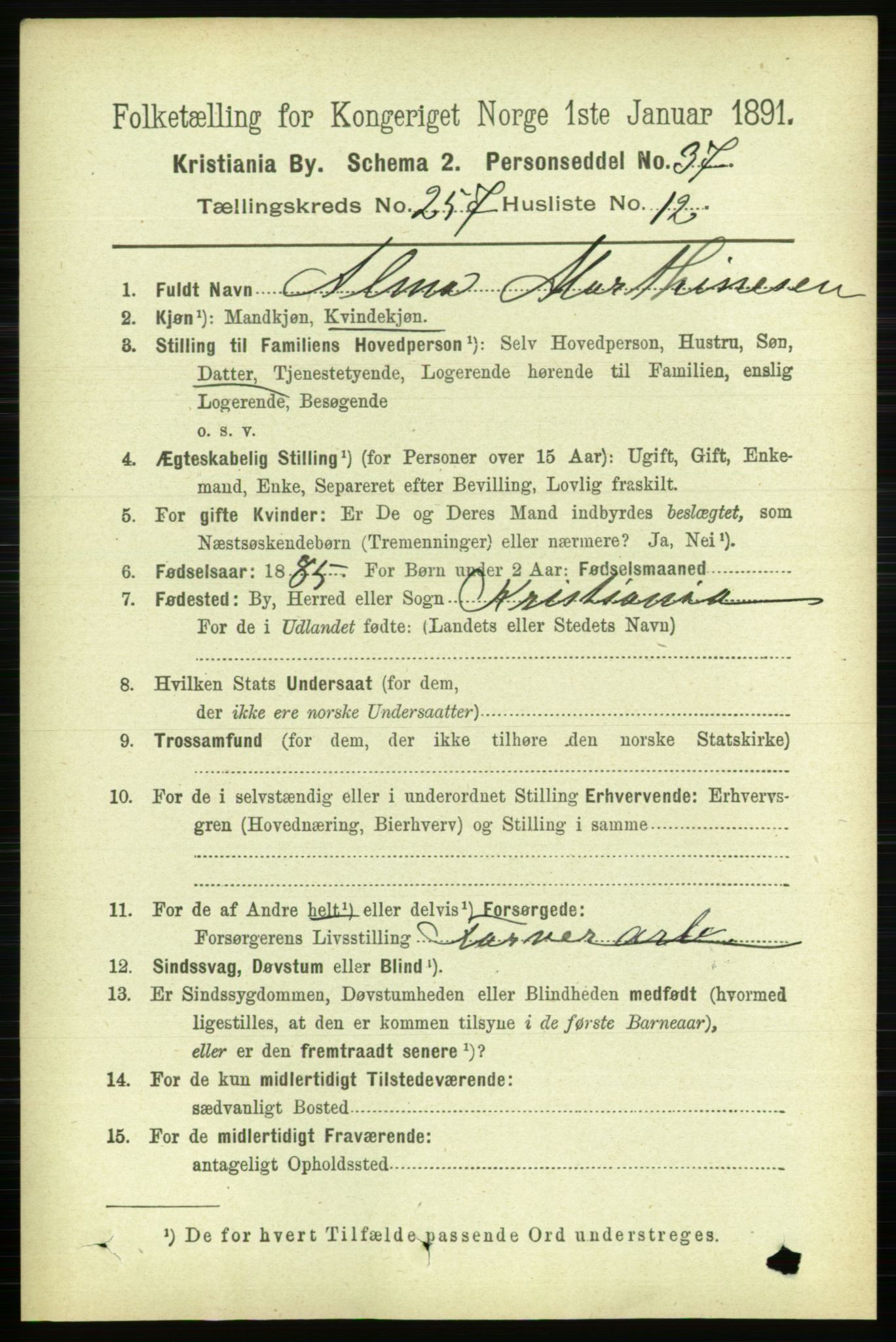 RA, 1891 census for 0301 Kristiania, 1891, p. 156710