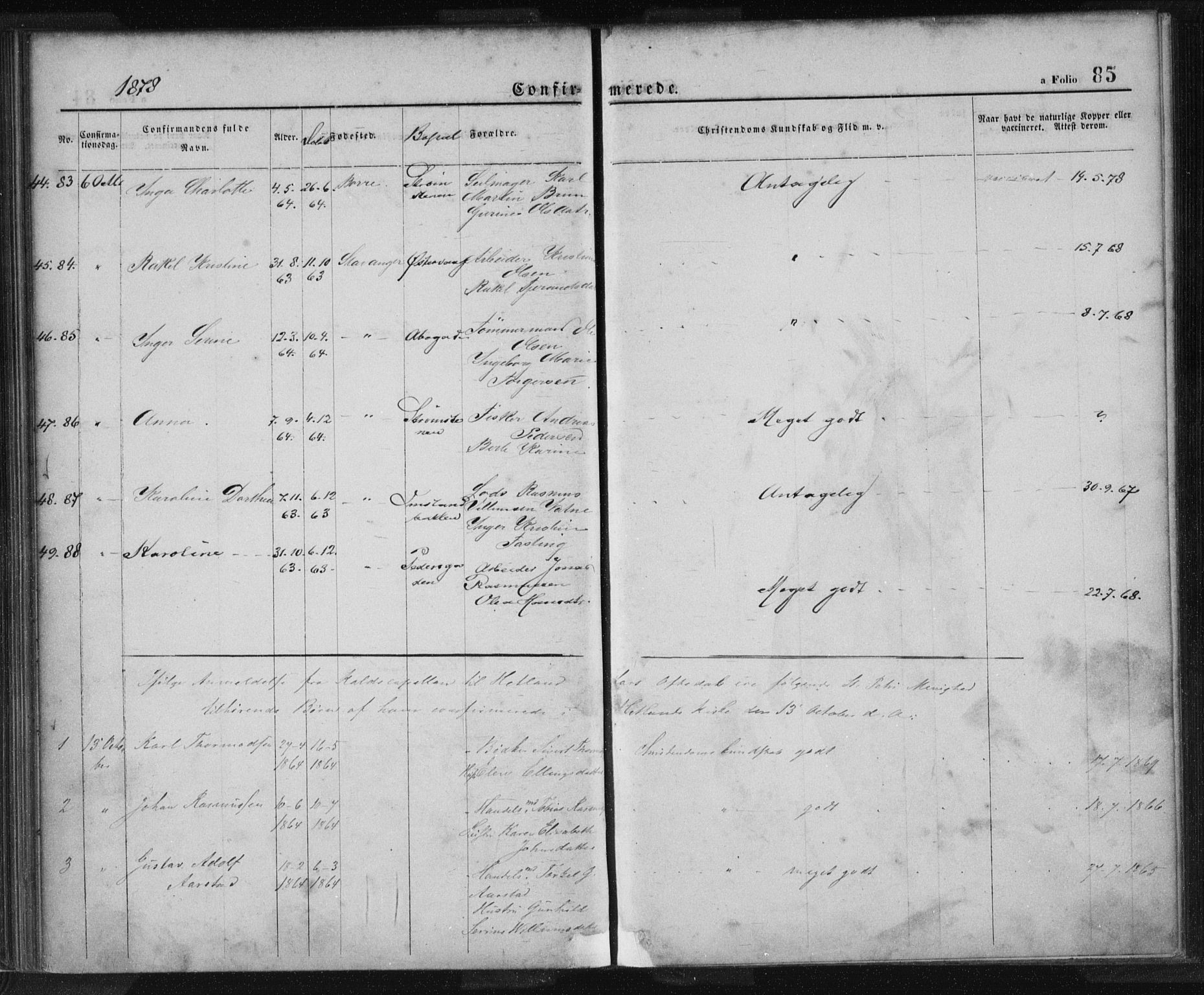 St. Petri sokneprestkontor, AV/SAST-A-101813/001/30/30BA/L0013: Parish register (official) no. A 13, 1875-1878, p. 85