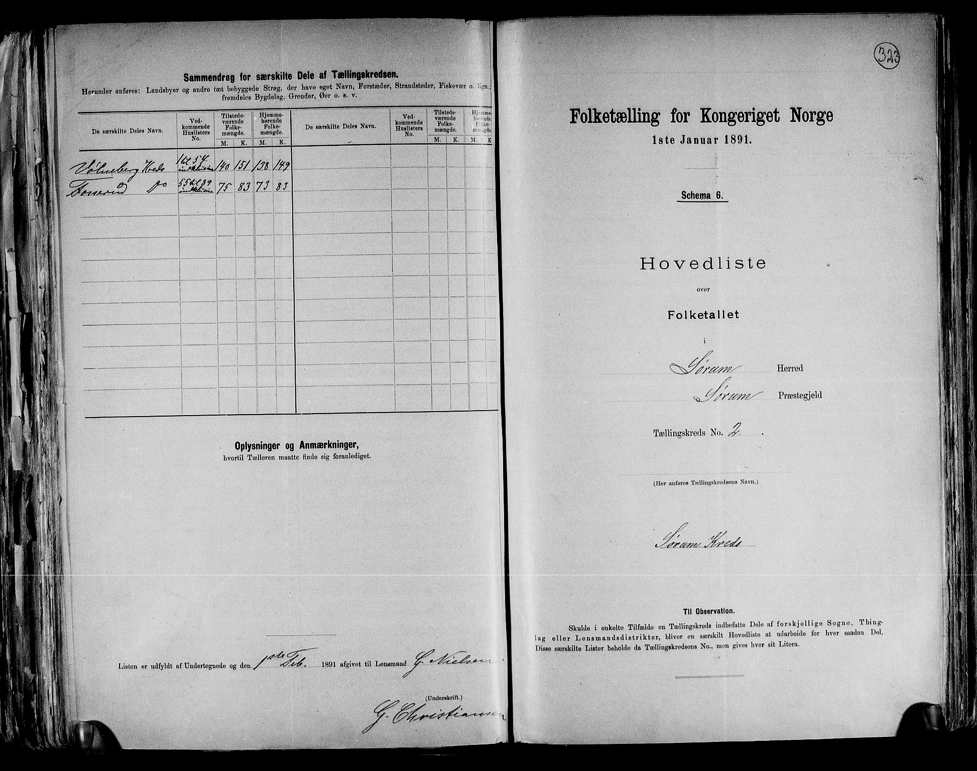 RA, 1891 census for 0226 Sørum, 1891, p. 7