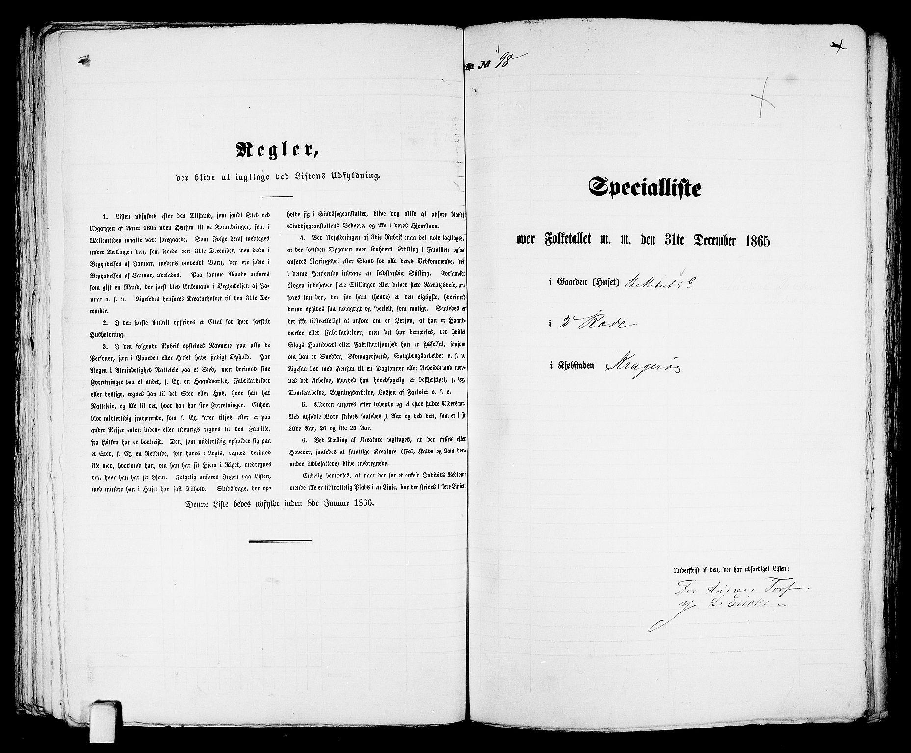 RA, 1865 census for Kragerø/Kragerø, 1865, p. 205