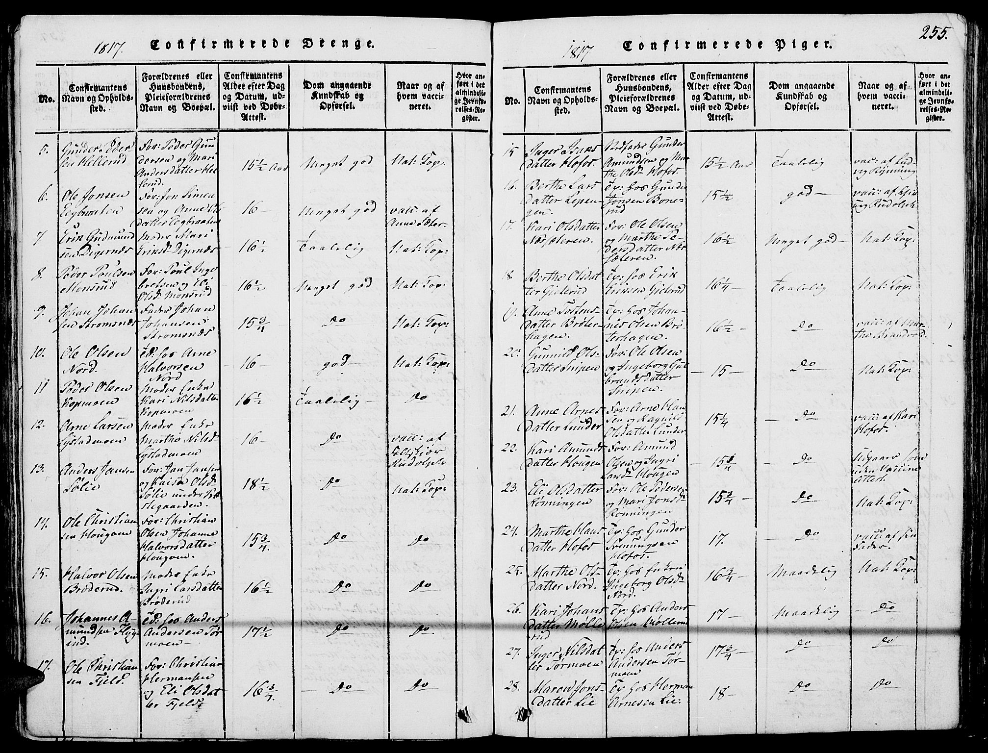 Grue prestekontor, AV/SAH-PREST-036/H/Ha/Haa/L0006: Parish register (official) no. 6, 1814-1830, p. 255