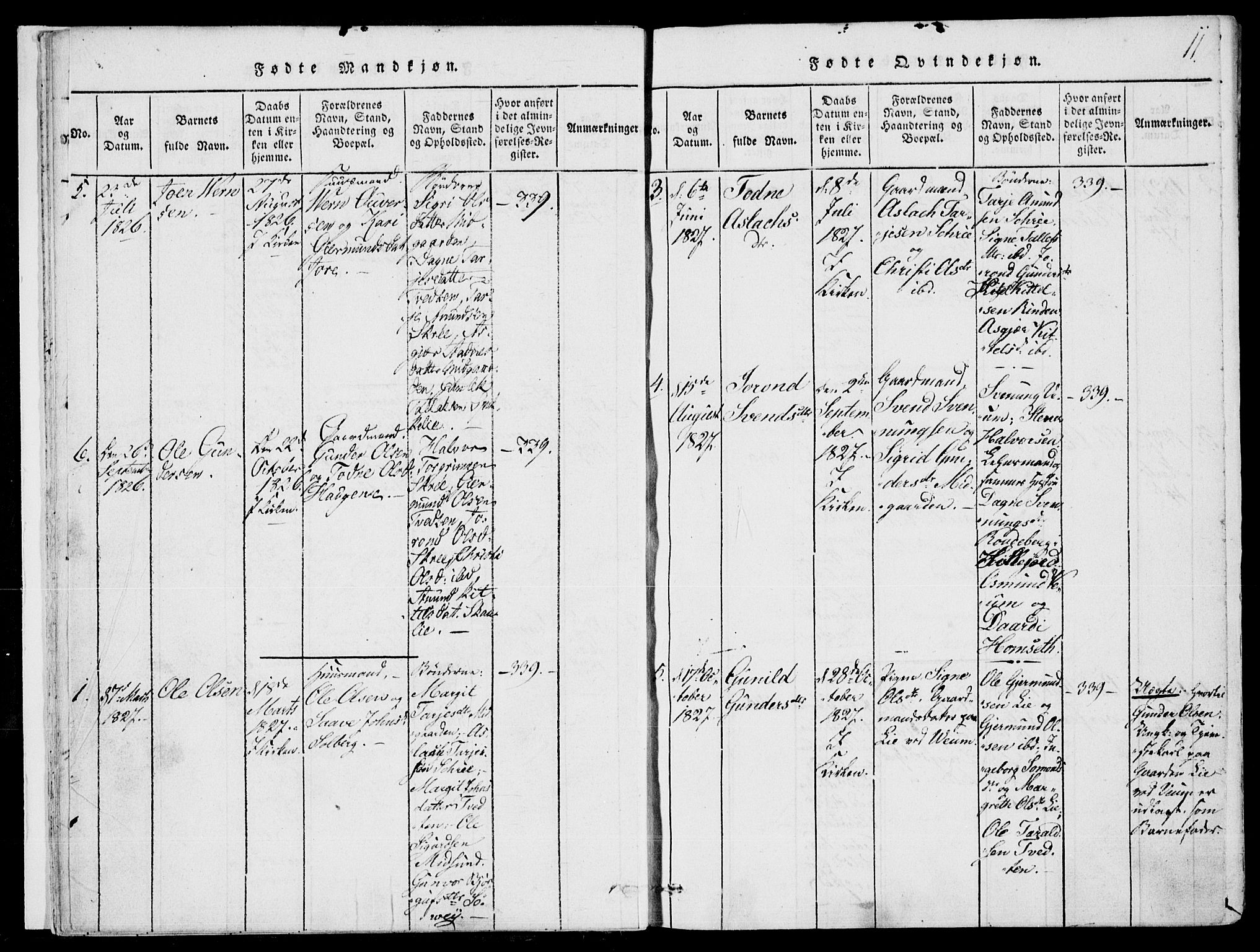 Fyresdal kirkebøker, SAKO/A-263/F/Fb/L0001: Parish register (official) no. II 1, 1815-1854, p. 11