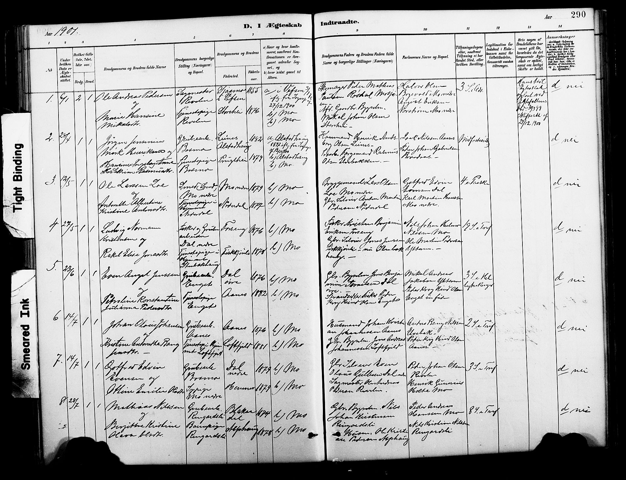 Ministerialprotokoller, klokkerbøker og fødselsregistre - Nordland, SAT/A-1459/827/L0421: Parish register (copy) no. 827C10, 1887-1906, p. 290
