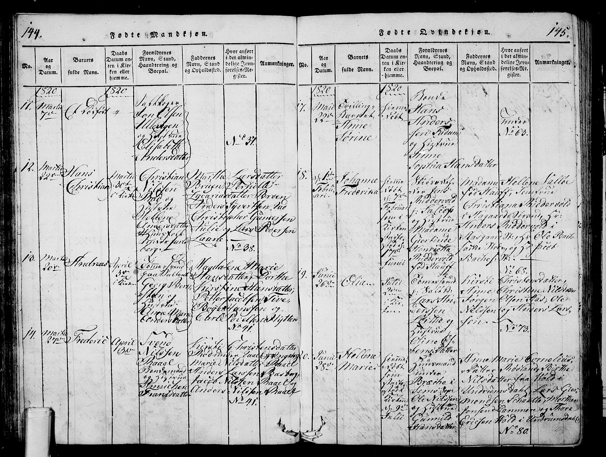 Sem kirkebøker, AV/SAKO-A-5/G/Ga/L0001: Parish register (copy) no. I 1, 1814-1825, p. 144-145