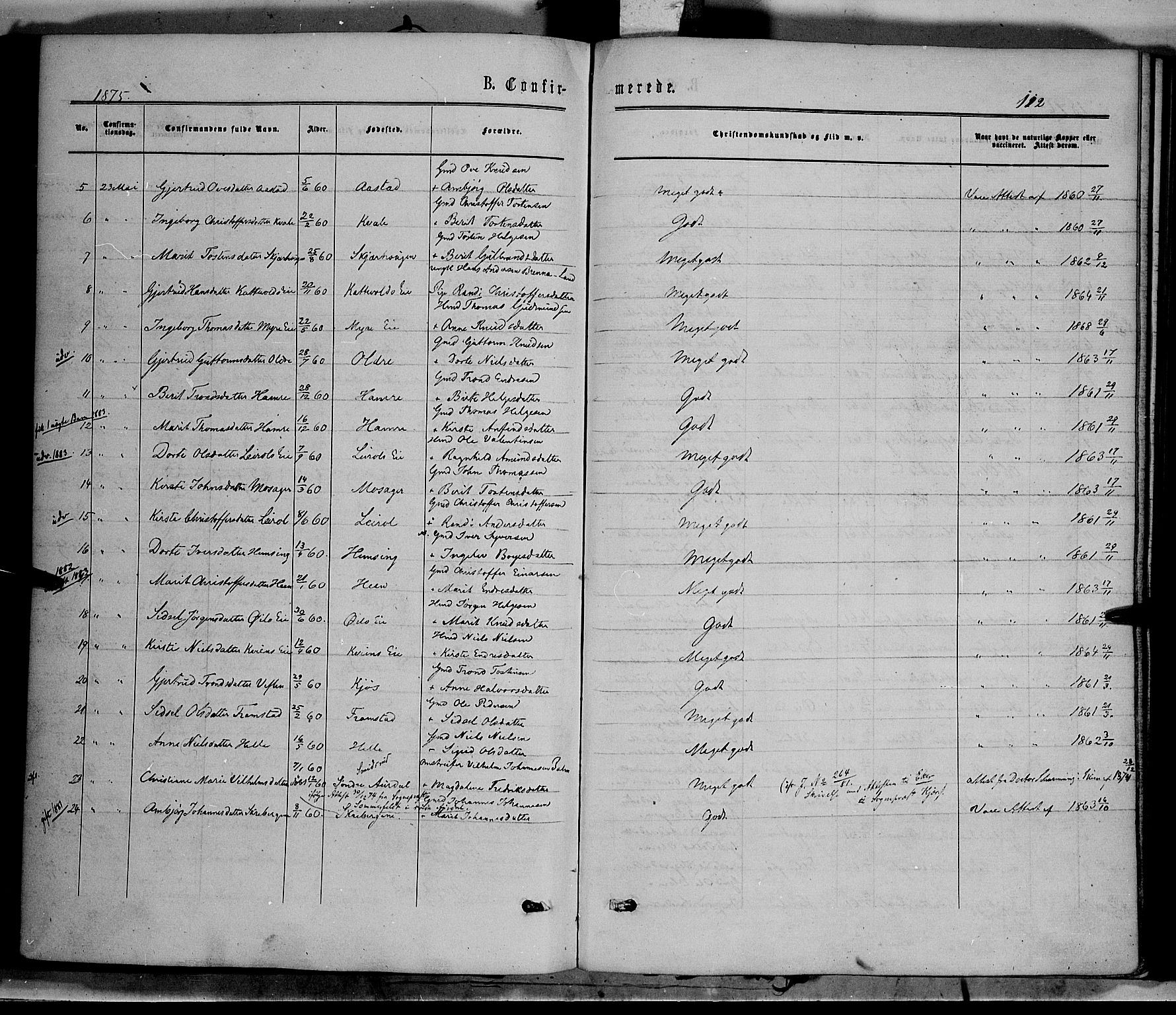 Vang prestekontor, Valdres, SAH/PREST-140/H/Ha/L0007: Parish register (official) no. 7, 1865-1881, p. 112