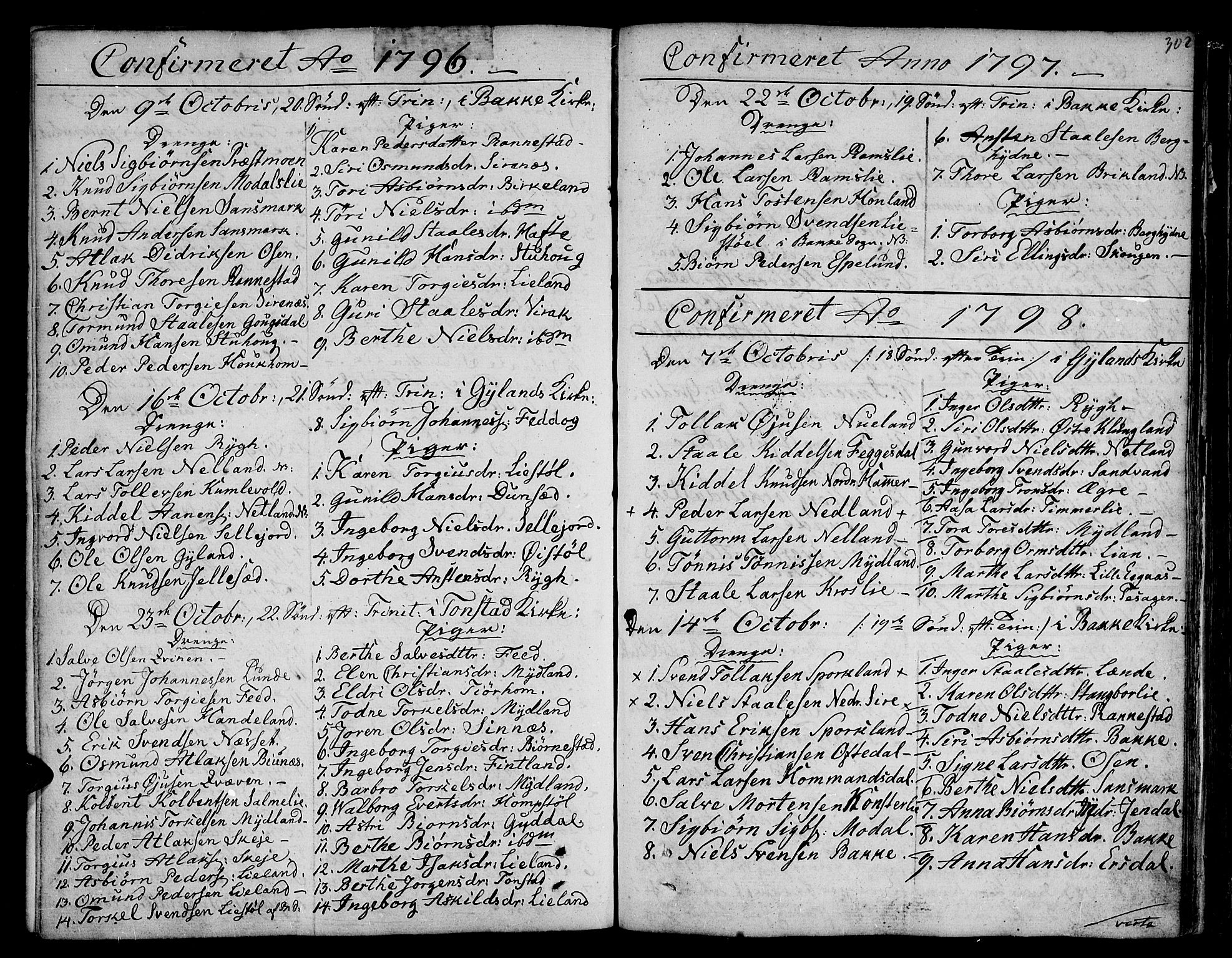 Bakke sokneprestkontor, SAK/1111-0002/F/Fa/Faa/L0002: Parish register (official) no. A 2, 1780-1816, p. 302