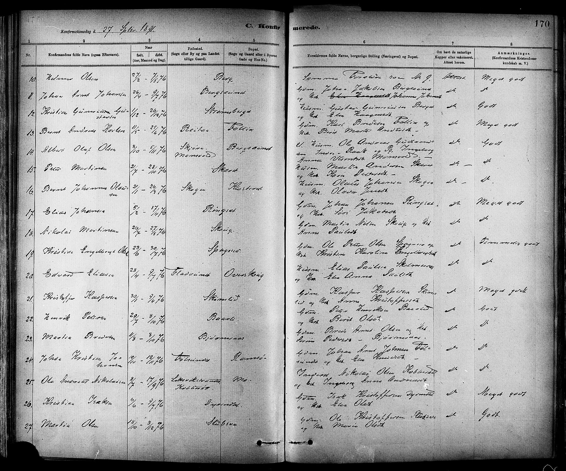 Ministerialprotokoller, klokkerbøker og fødselsregistre - Sør-Trøndelag, AV/SAT-A-1456/647/L0634: Parish register (official) no. 647A01, 1885-1896, p. 170