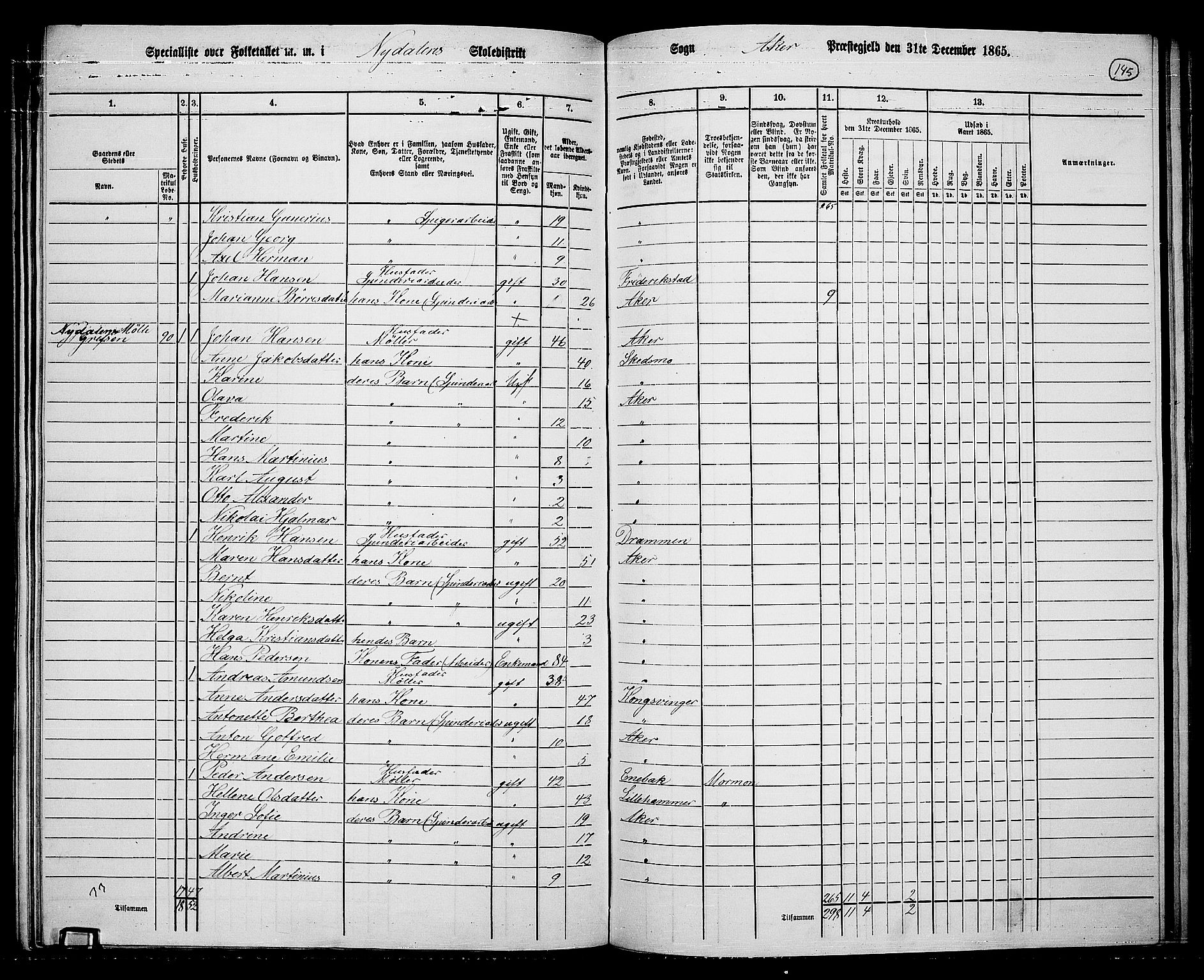 RA, 1865 census for Vestre Aker, 1865, p. 128