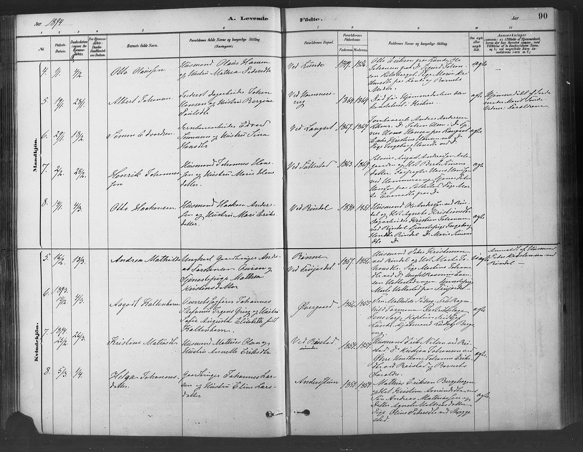Fåberg prestekontor, SAH/PREST-086/H/Ha/Haa/L0009: Parish register (official) no. 9, 1879-1898, p. 90
