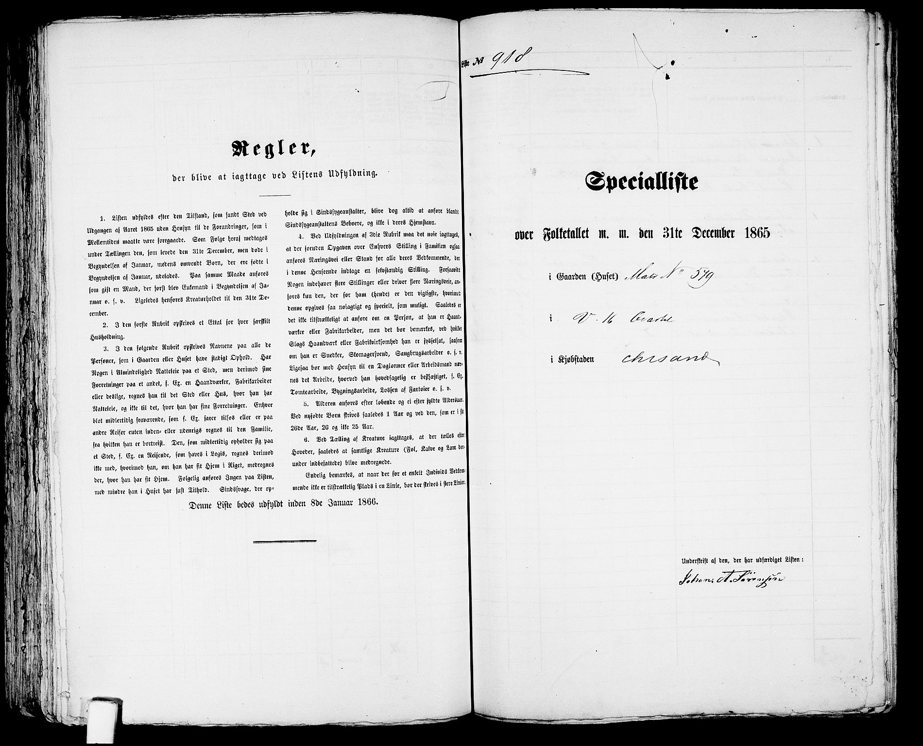 RA, 1865 census for Kristiansand, 1865, p. 1874