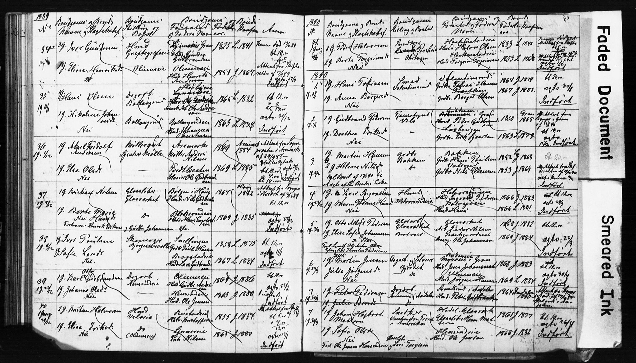 Jevnaker prestekontor, AV/SAH-PREST-116/I/Ie: Banns register no. 2, 1867-1897