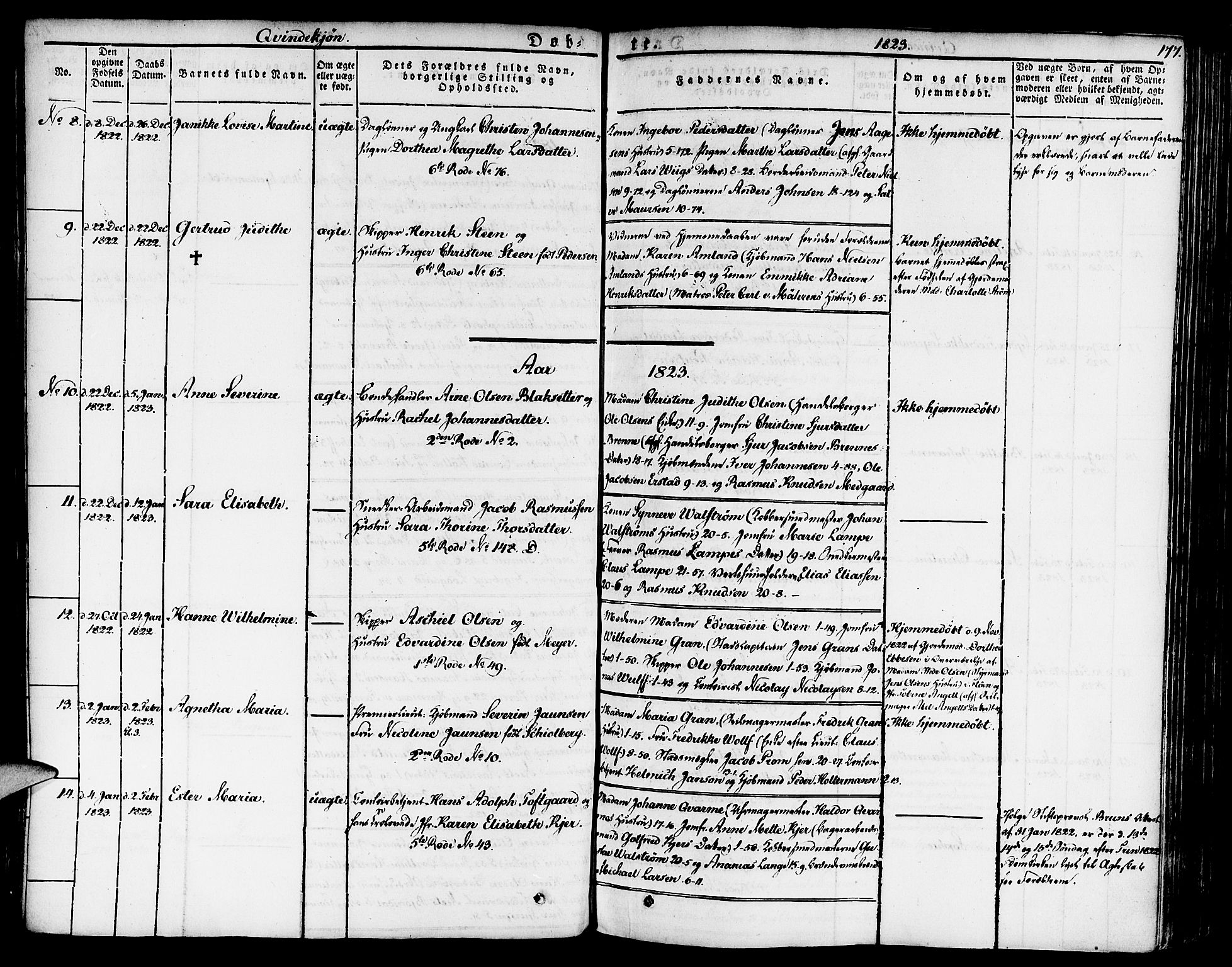 Nykirken Sokneprestembete, SAB/A-77101/H/Haa/L0012: Parish register (official) no. A 12, 1821-1844, p. 177