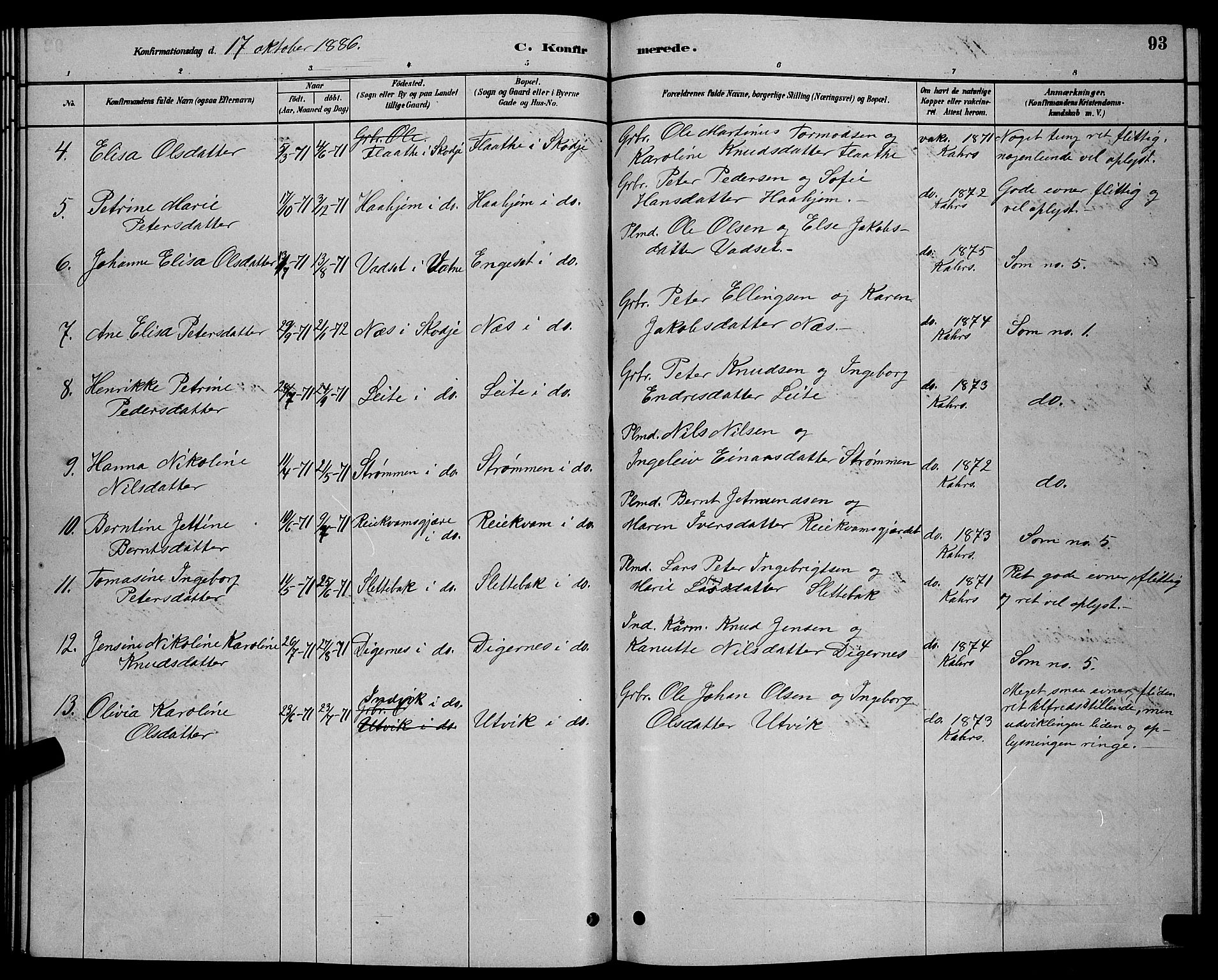 Ministerialprotokoller, klokkerbøker og fødselsregistre - Møre og Romsdal, AV/SAT-A-1454/524/L0365: Parish register (copy) no. 524C06, 1880-1899, p. 93