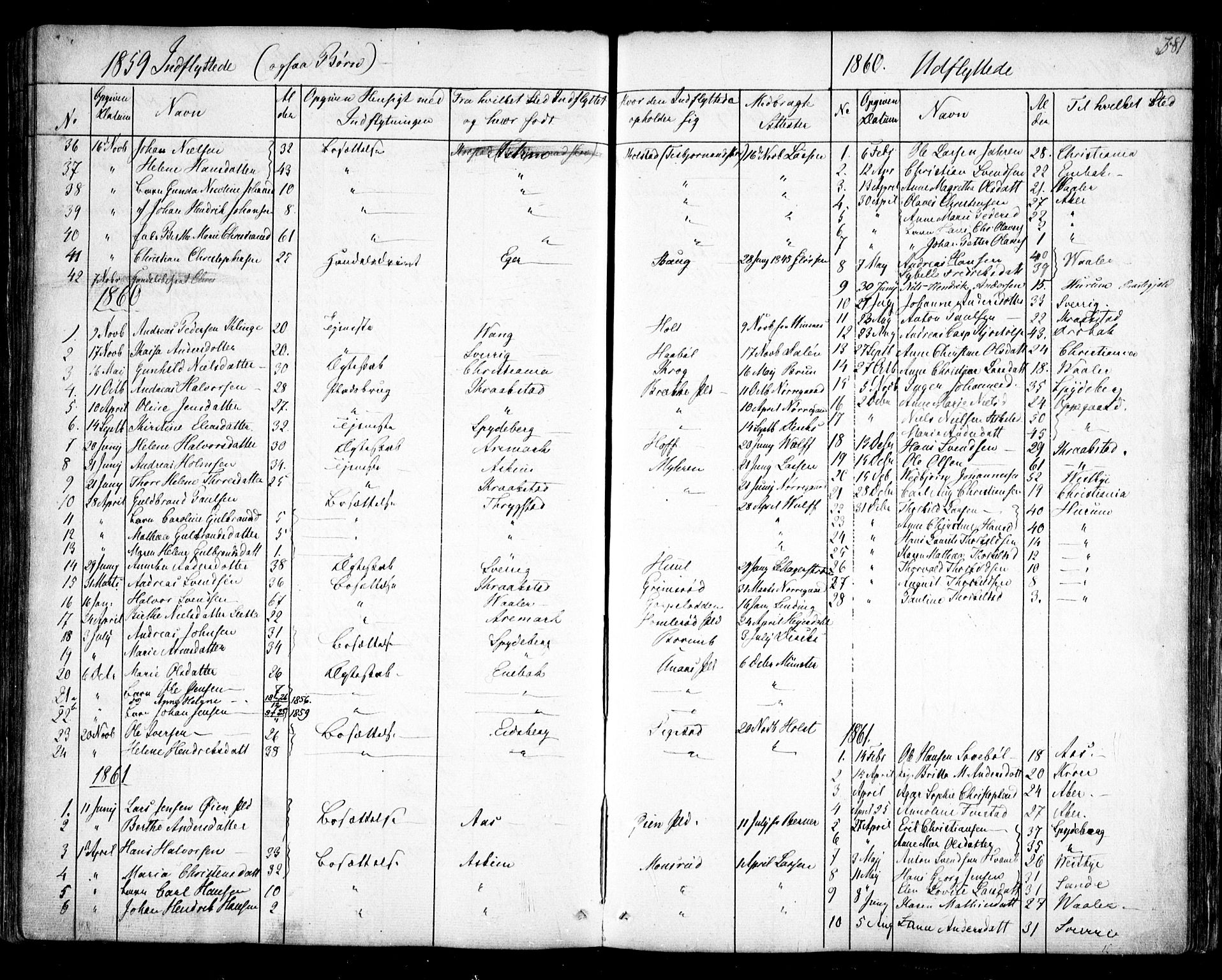 Hobøl prestekontor Kirkebøker, AV/SAO-A-2002/F/Fa/L0003: Parish register (official) no. I 3, 1842-1864, p. 381