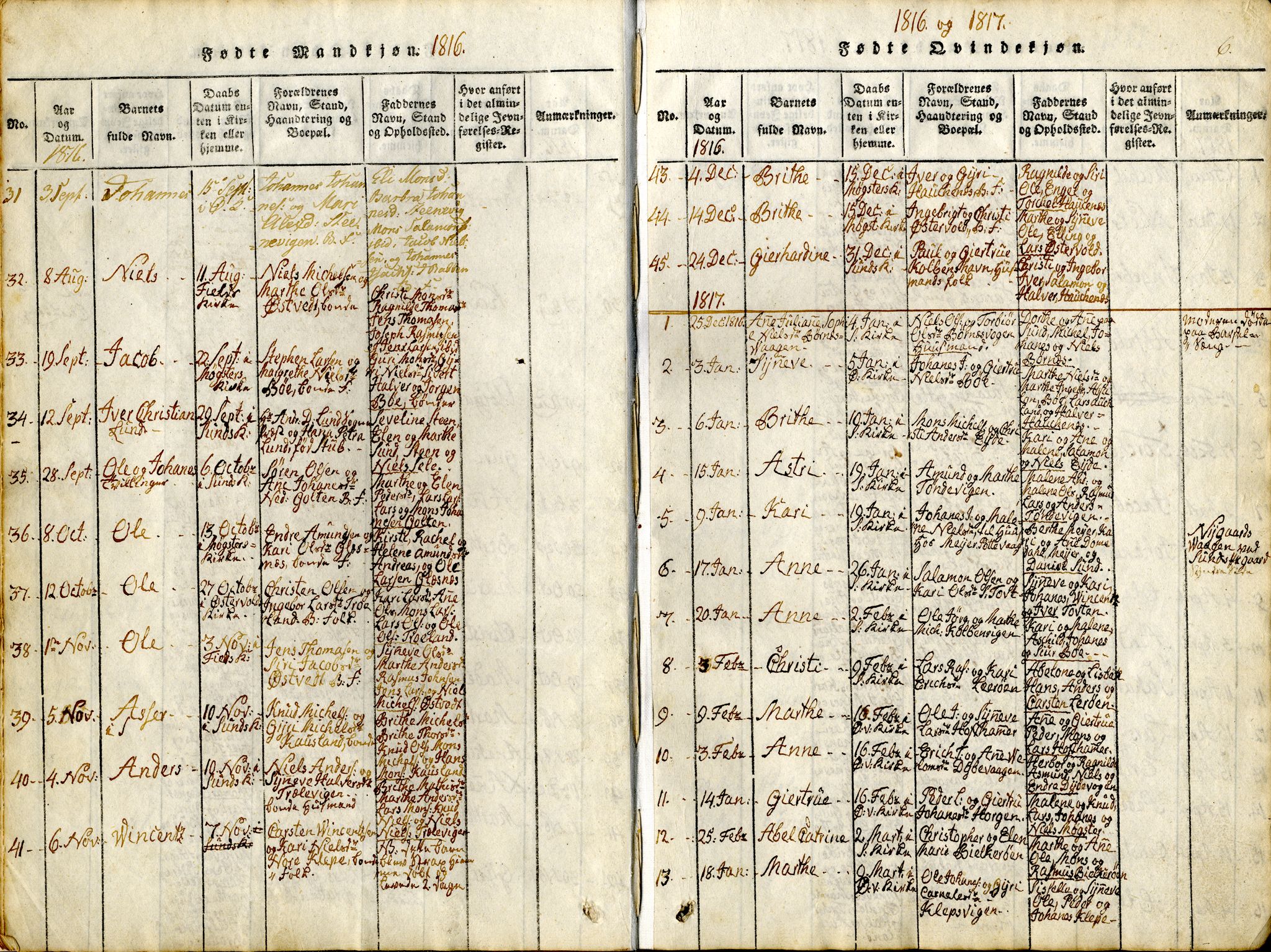 Sund sokneprestembete, SAB/A-99930: Parish register (official) no. A 11, 1814-1825, p. 6