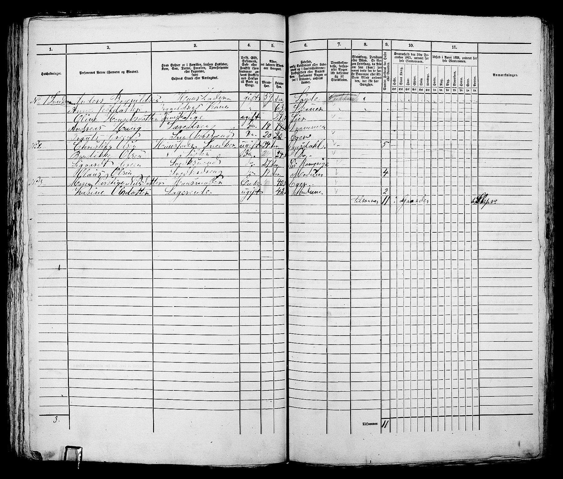 RA, 1865 census for Bragernes in Drammen, 1865, p. 214