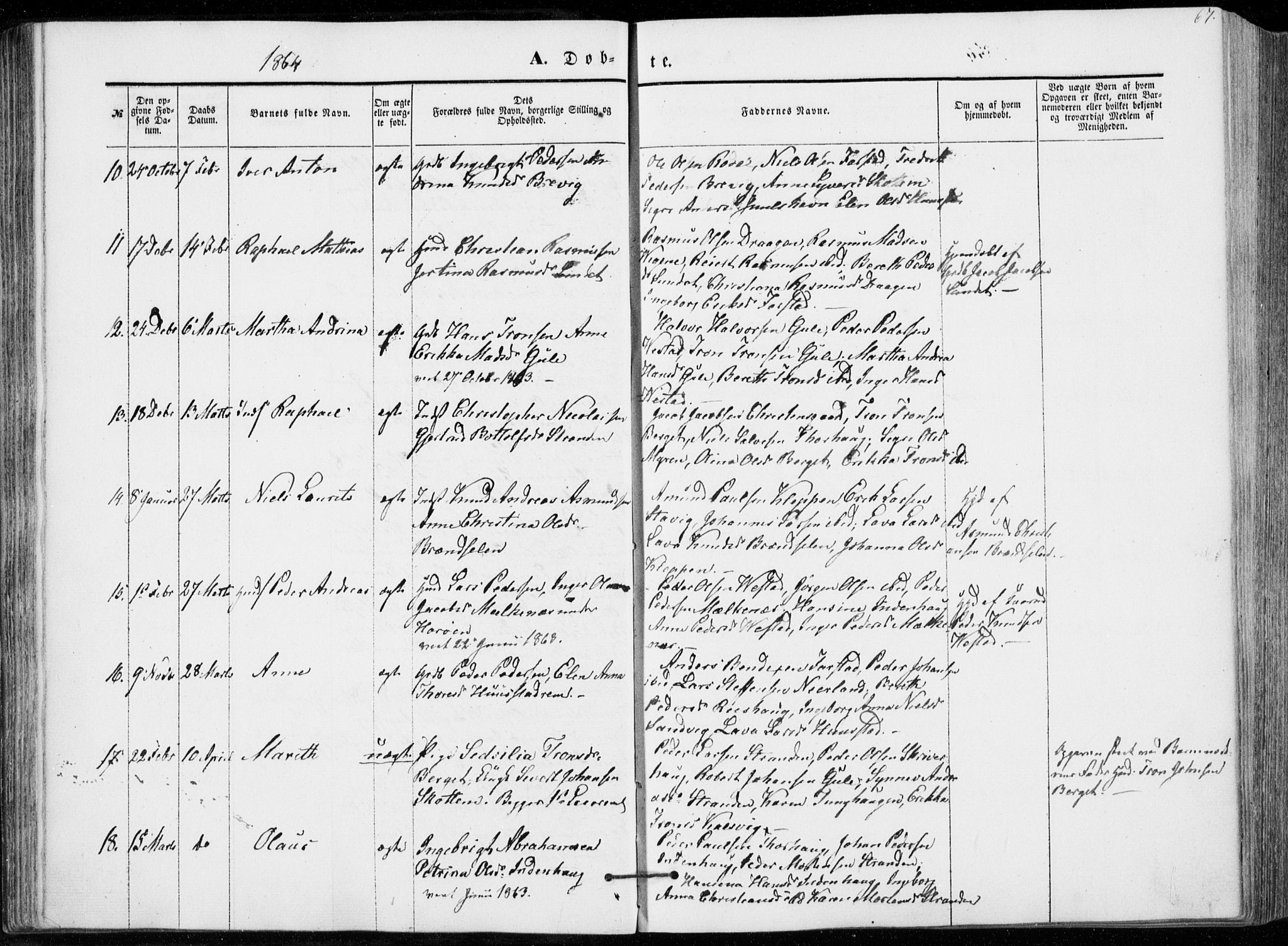 Ministerialprotokoller, klokkerbøker og fødselsregistre - Møre og Romsdal, AV/SAT-A-1454/566/L0767: Parish register (official) no. 566A06, 1852-1868, p. 67