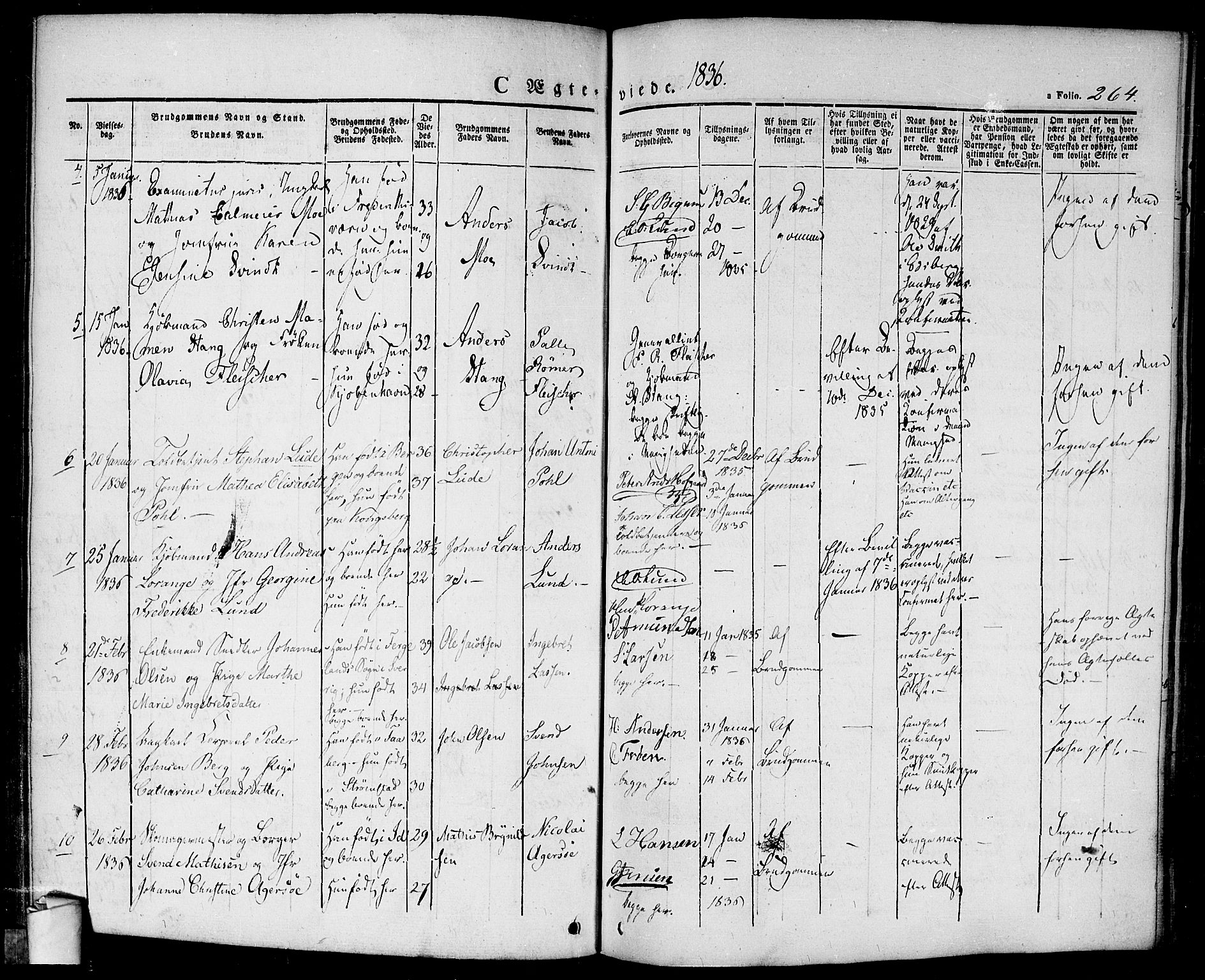 Halden prestekontor Kirkebøker, SAO/A-10909/F/Fa/L0005: Parish register (official) no. I 5, 1834-1845, p. 264