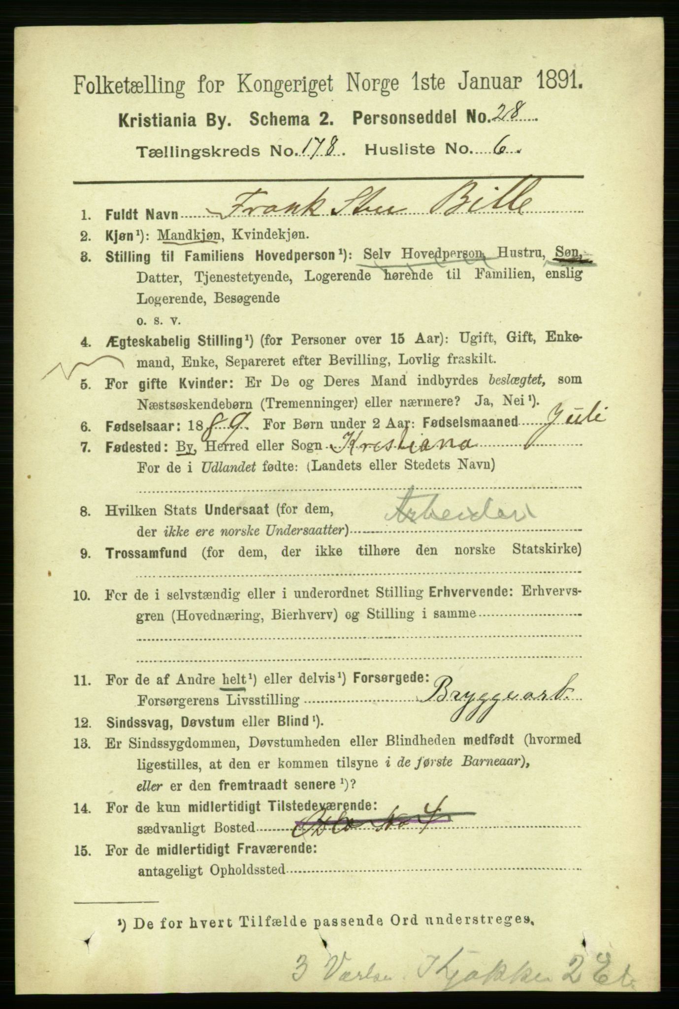 RA, 1891 census for 0301 Kristiania, 1891, p. 107690