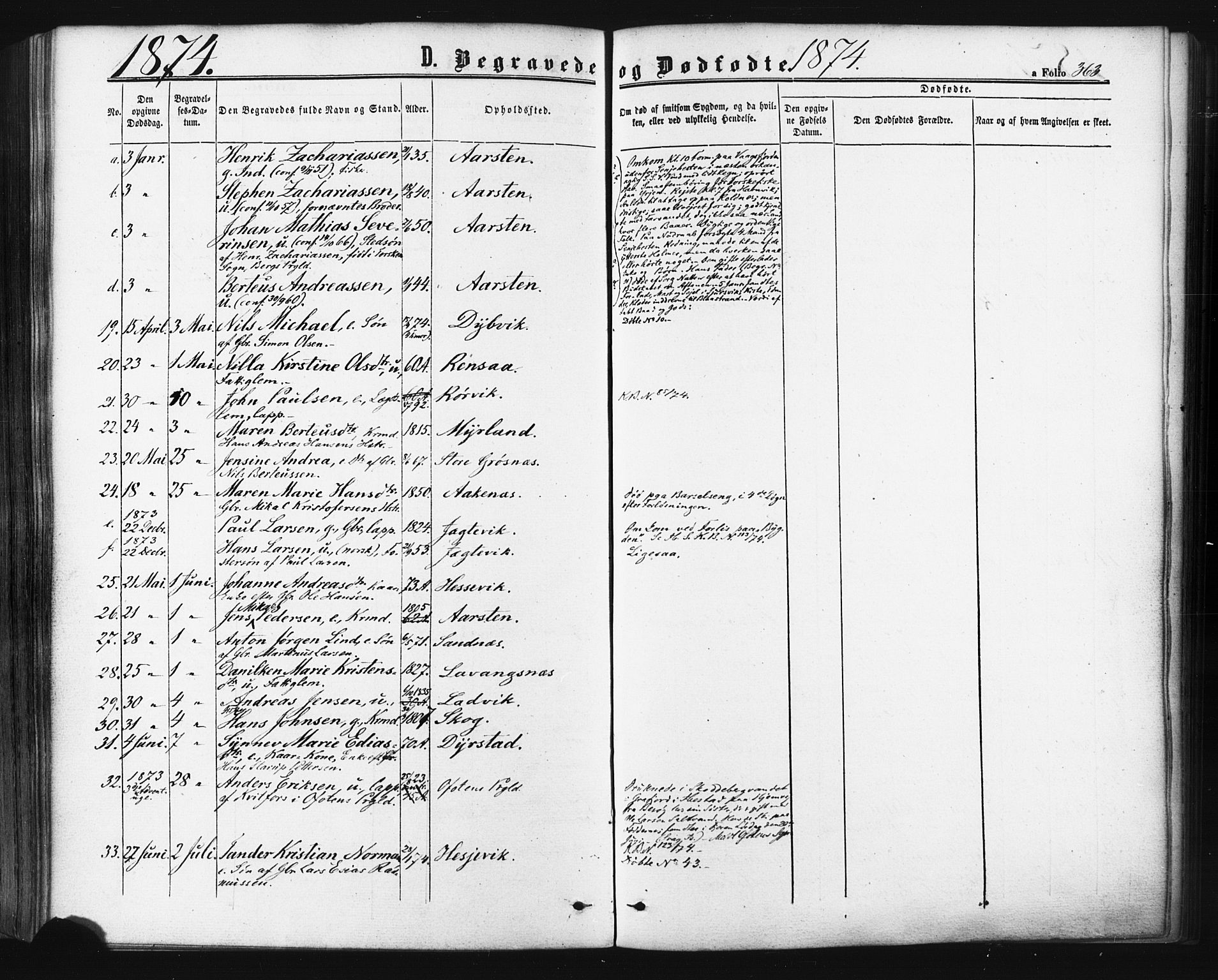 Ibestad sokneprestembete, SATØ/S-0077/H/Ha/Haa/L0010kirke: Parish register (official) no. 10, 1869-1879, p. 363