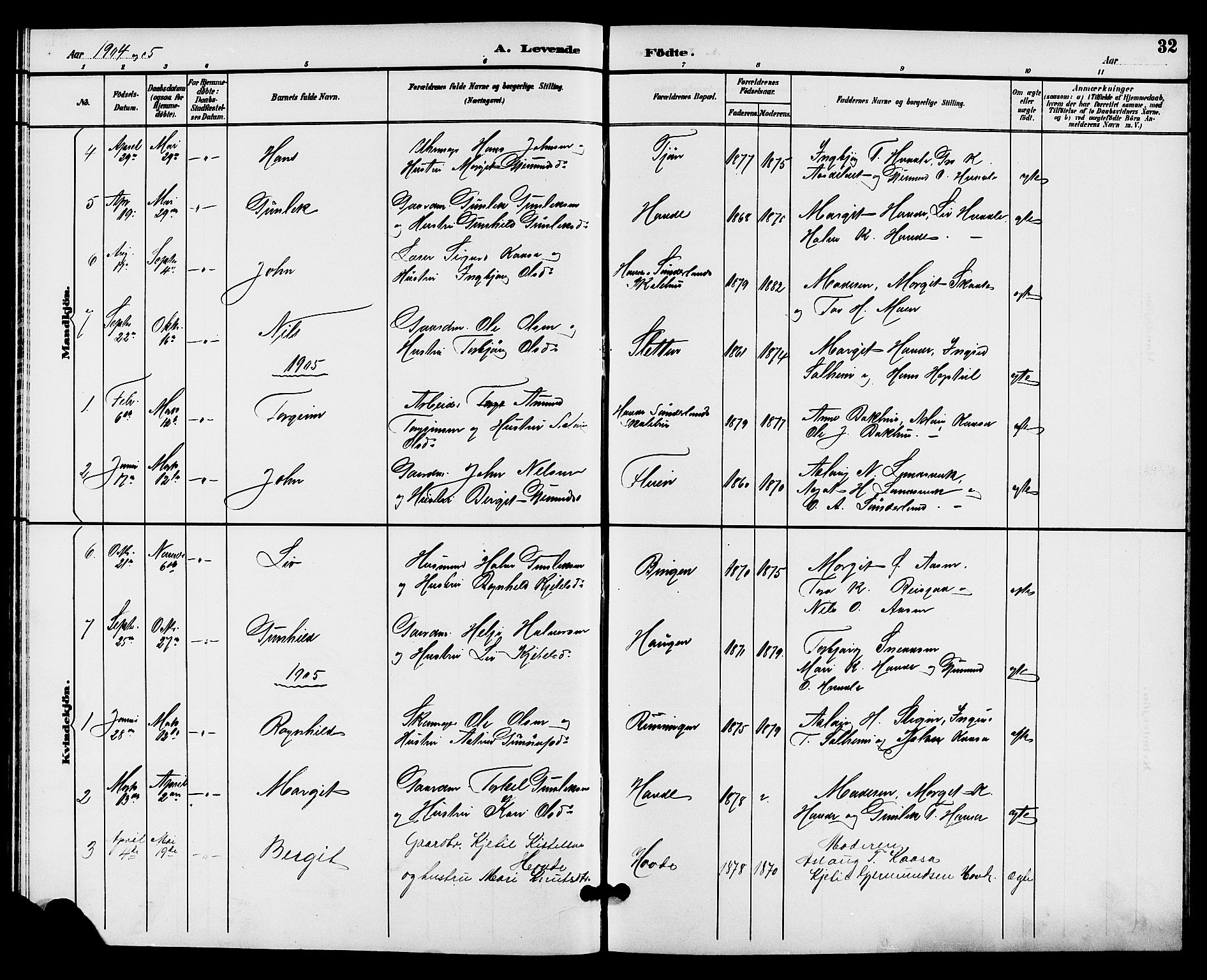 Hjartdal kirkebøker, SAKO/A-270/G/Gc/L0003: Parish register (copy) no. III 3, 1890-1907, p. 32