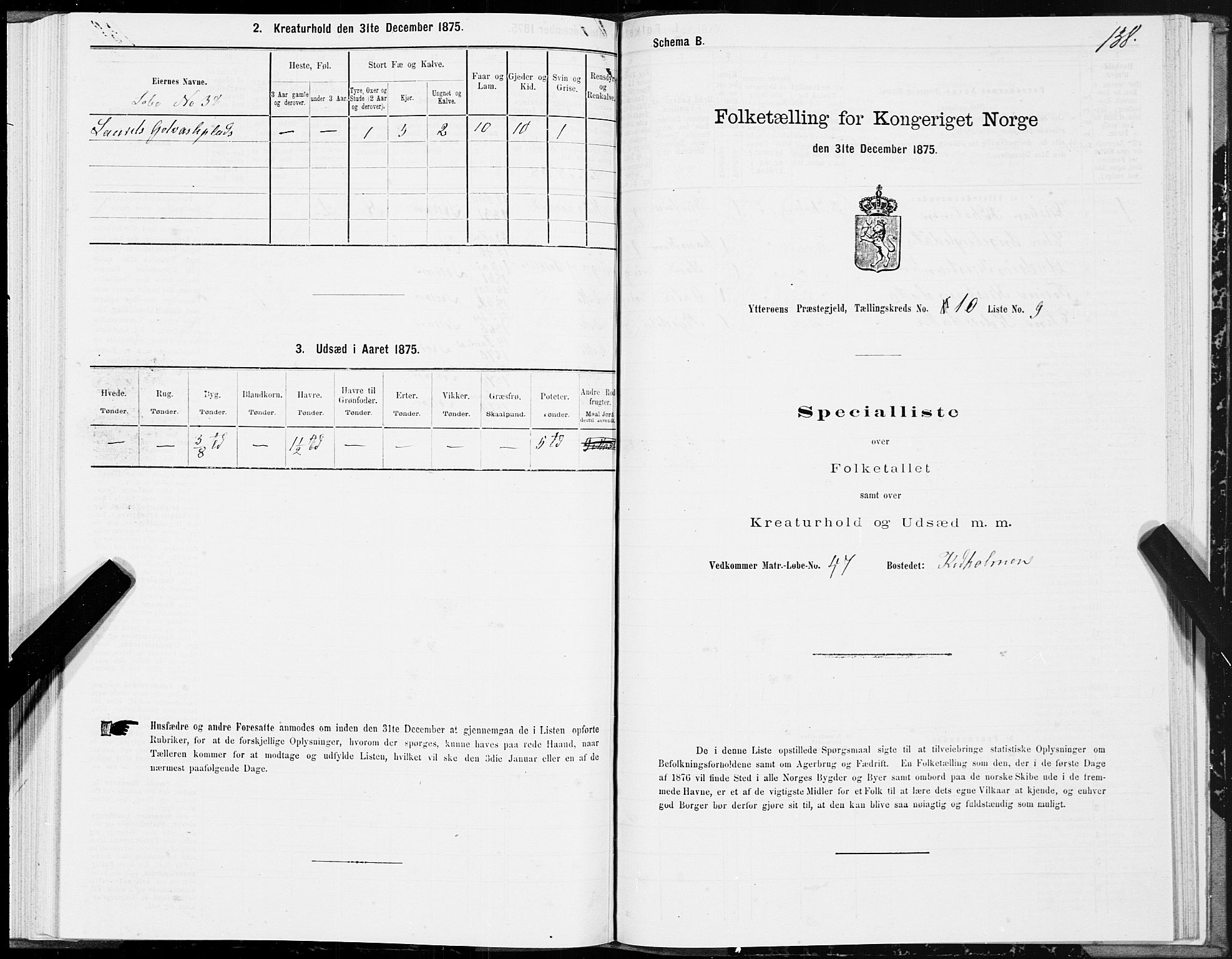 SAT, 1875 census for 1722P Ytterøy, 1875, p. 5138