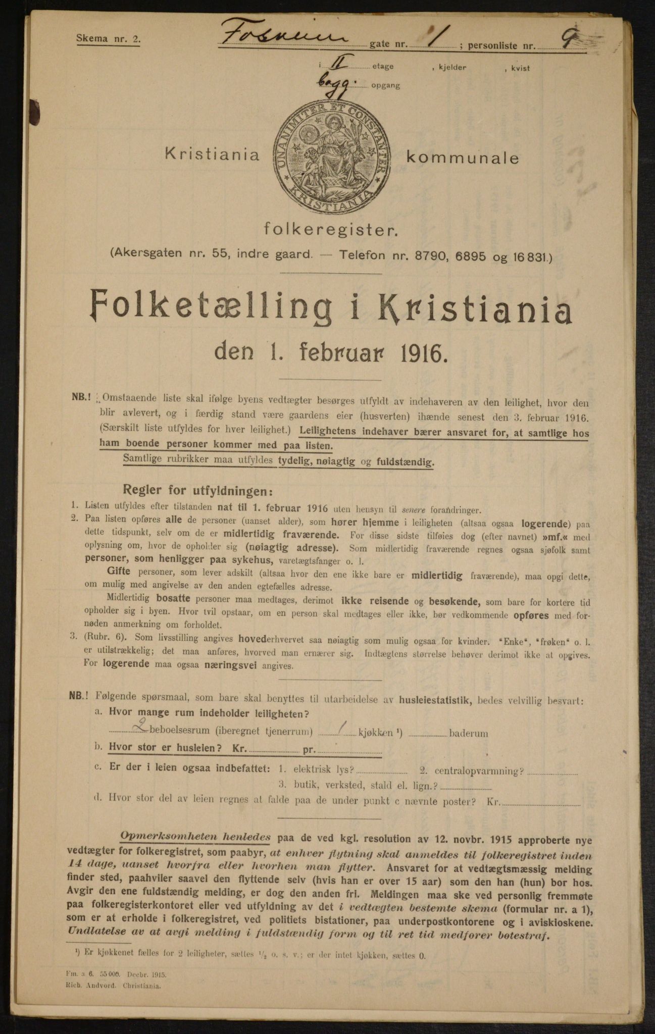 OBA, Municipal Census 1916 for Kristiania, 1916, p. 25068