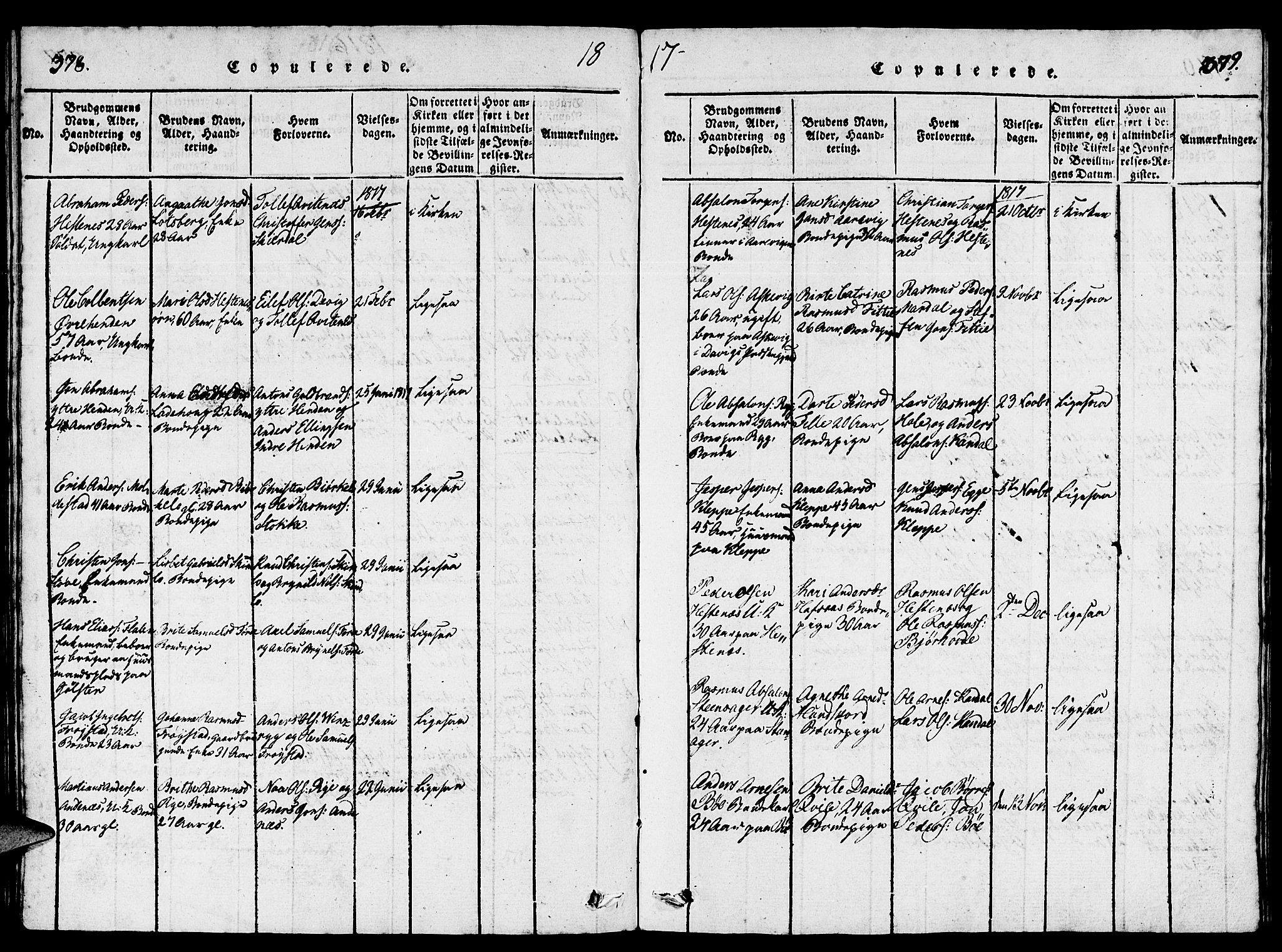 Gloppen sokneprestembete, AV/SAB-A-80101/H/Hab/Haba/L0001: Parish register (copy) no. A 1, 1816-1827, p. 378-379