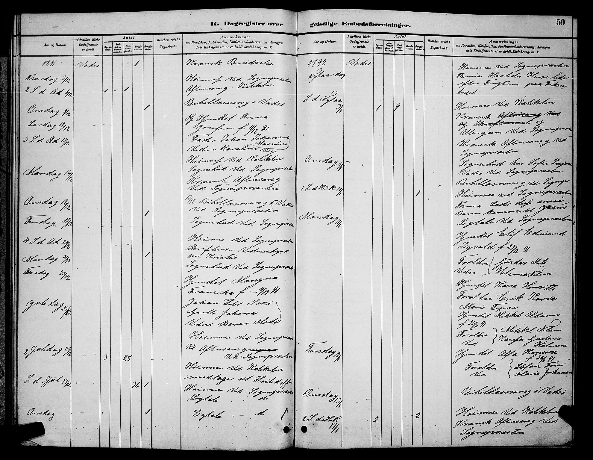 Vadsø sokneprestkontor, SATØ/S-1325/H/Hb/L0005klokker: Parish register (copy) no. 5, 1885-1901, p. 59