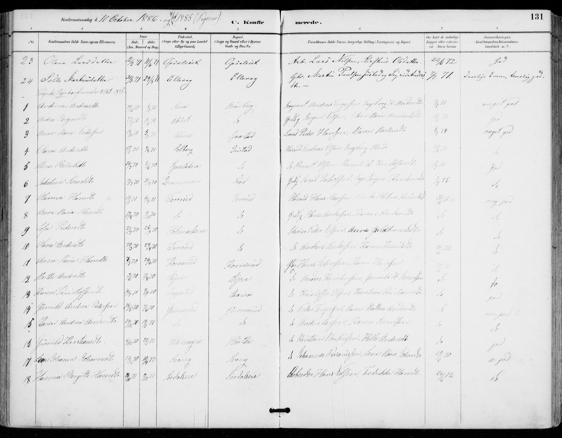 Sylling kirkebøker, AV/SAKO-A-247/F/Fa/L0001: Parish register (official) no. 1, 1883-1910, p. 131