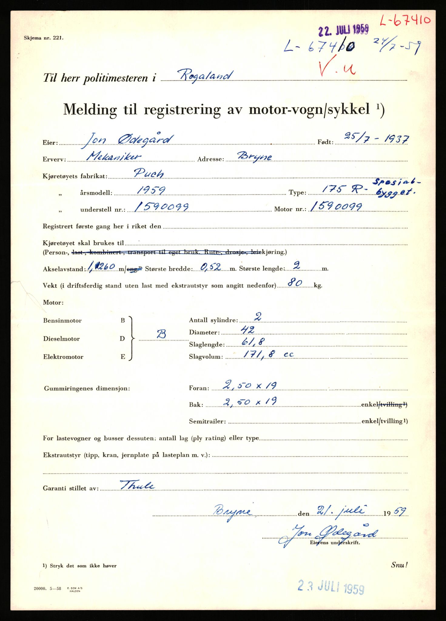Stavanger trafikkstasjon, AV/SAST-A-101942/0/F/L0065: L-65400 - L-67649, 1930-1971, p. 1351