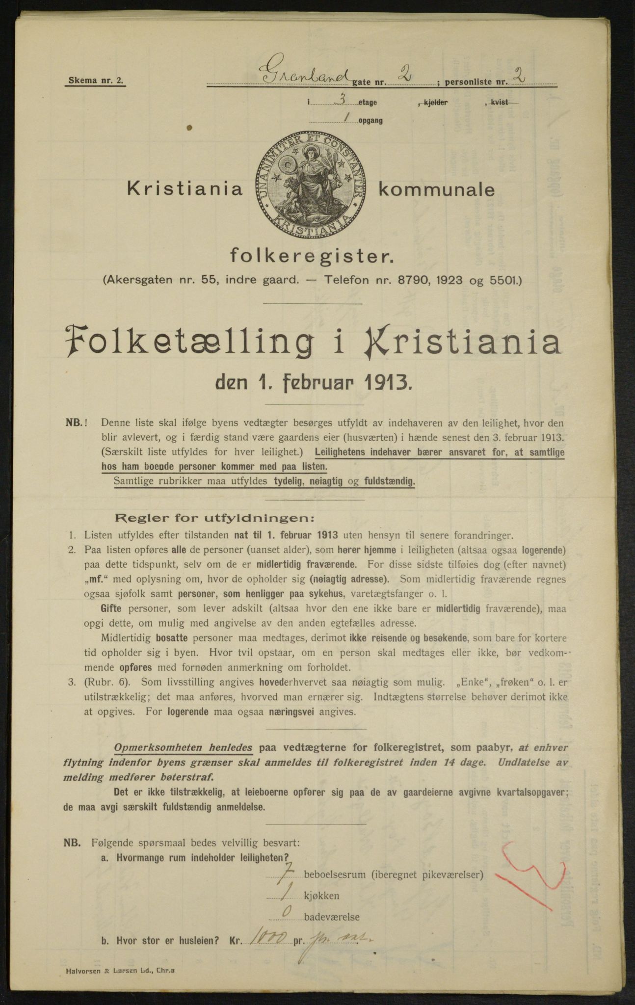 OBA, Municipal Census 1913 for Kristiania, 1913, p. 31223