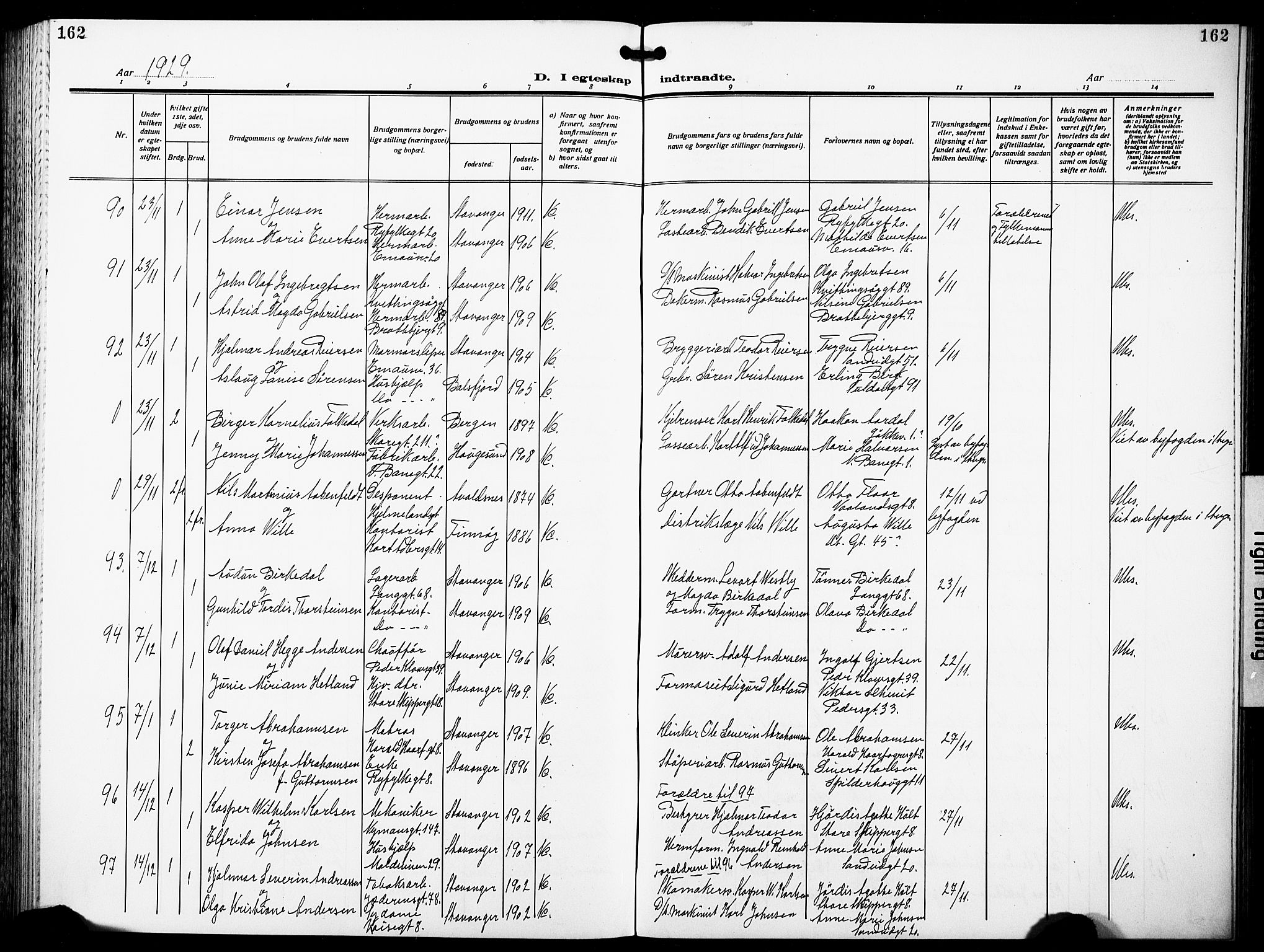 St. Johannes sokneprestkontor, AV/SAST-A-101814/001/30/30BB/L0007: Parish register (copy) no. B 7, 1917-1932, p. 162