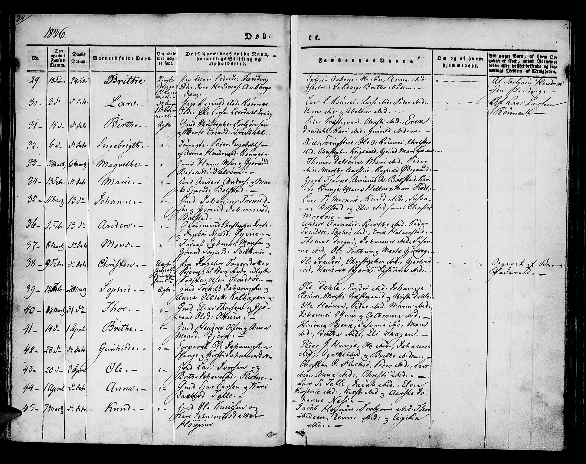 Luster sokneprestembete, AV/SAB-A-81101/H/Haa/Haaa/L0005: Parish register (official) no. A 5, 1831-1841, p. 34