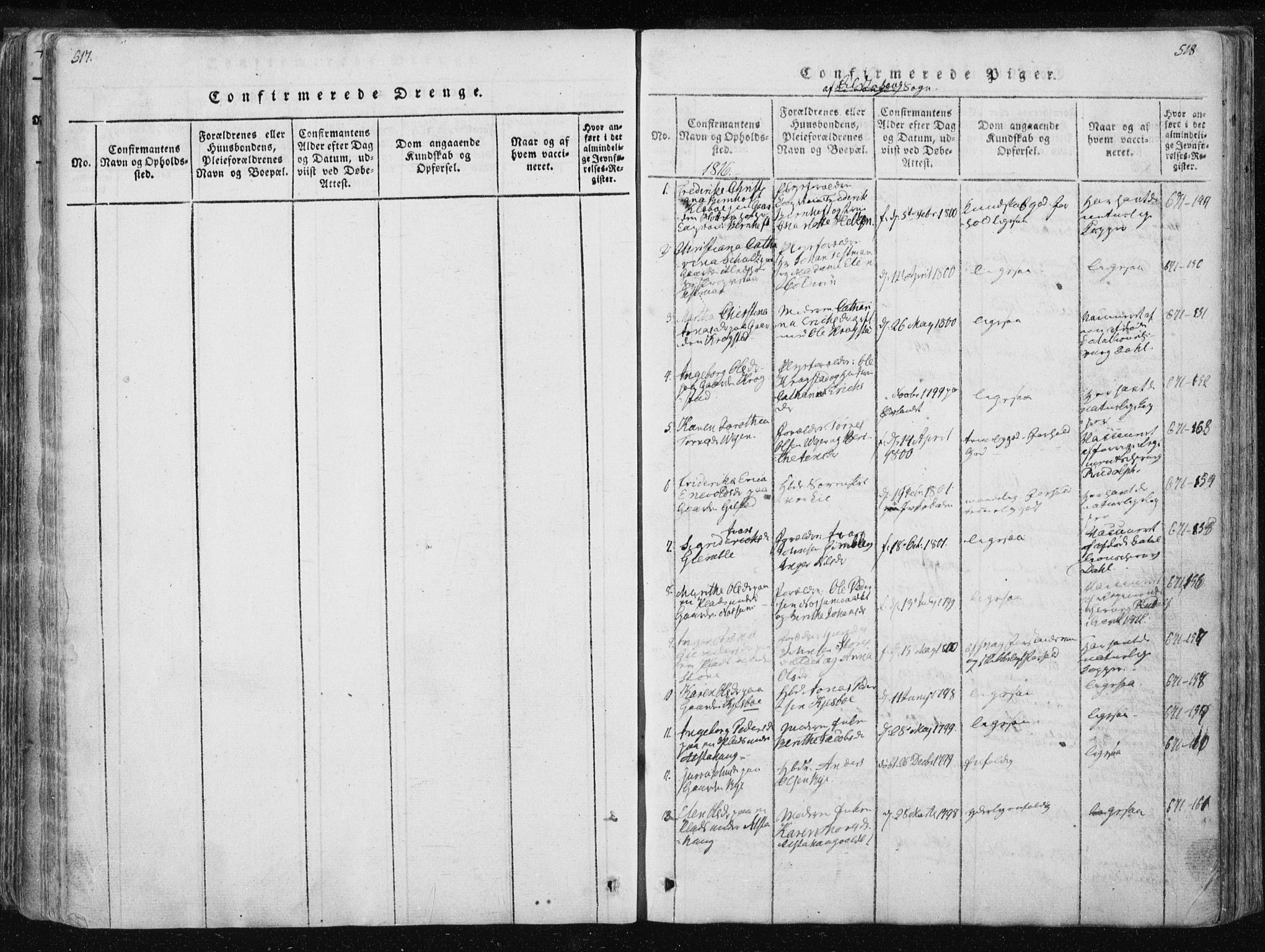 Ministerialprotokoller, klokkerbøker og fødselsregistre - Nord-Trøndelag, SAT/A-1458/717/L0148: Parish register (official) no. 717A04 /1, 1816-1825, p. 517-518