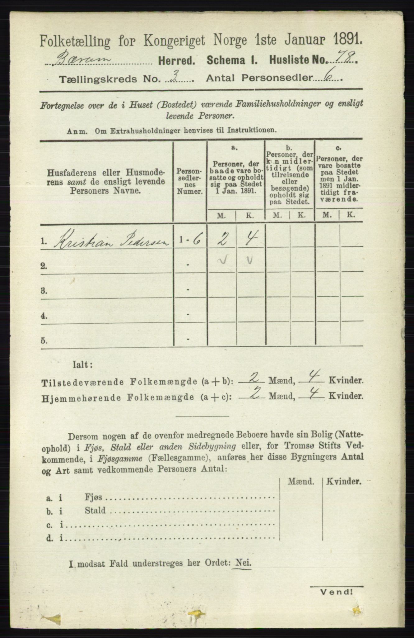 RA, 1891 census for 0219 Bærum, 1891, p. 1980