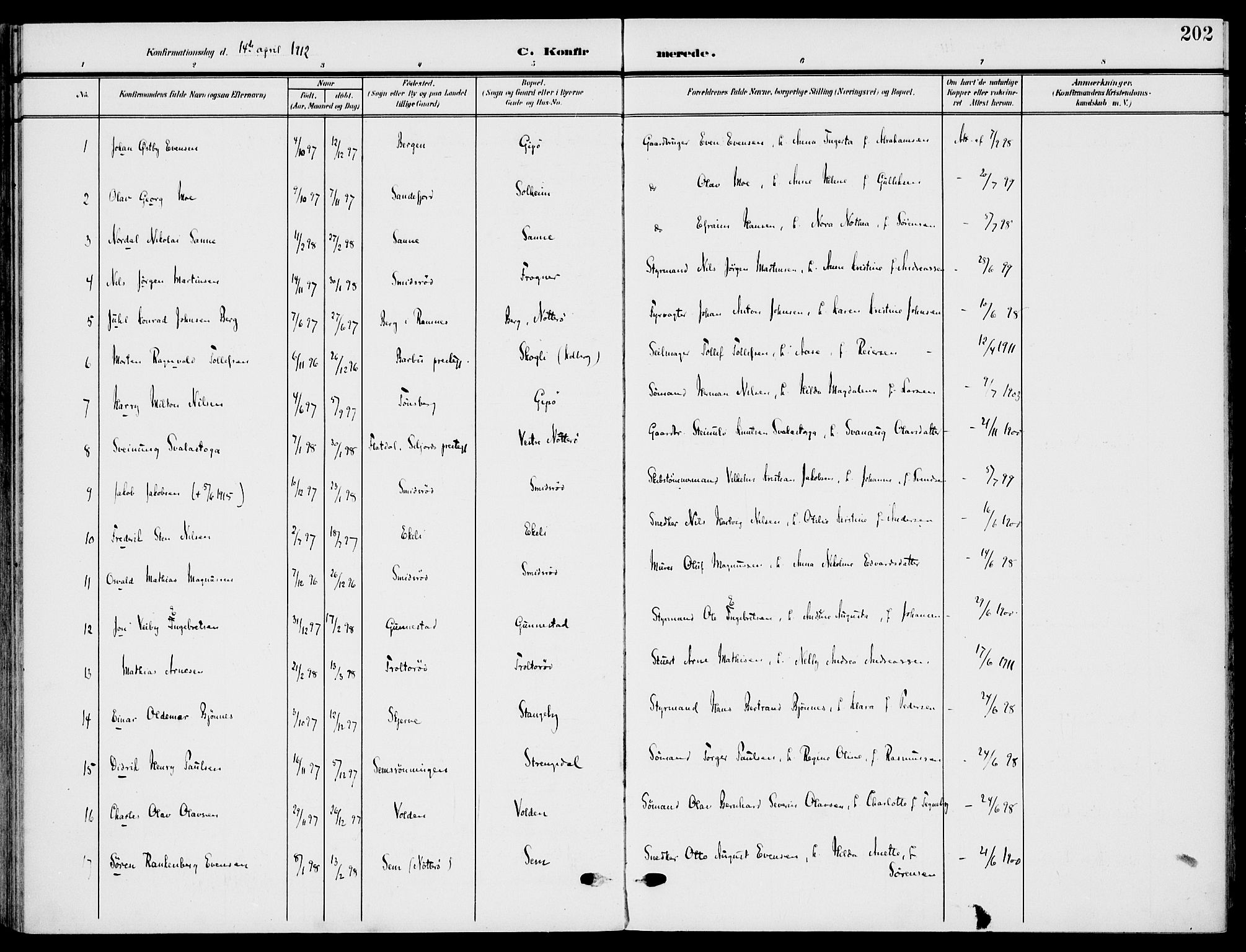 Nøtterøy kirkebøker, AV/SAKO-A-354/F/Fa/L0010: Parish register (official) no. I 10, 1908-1919, p. 202