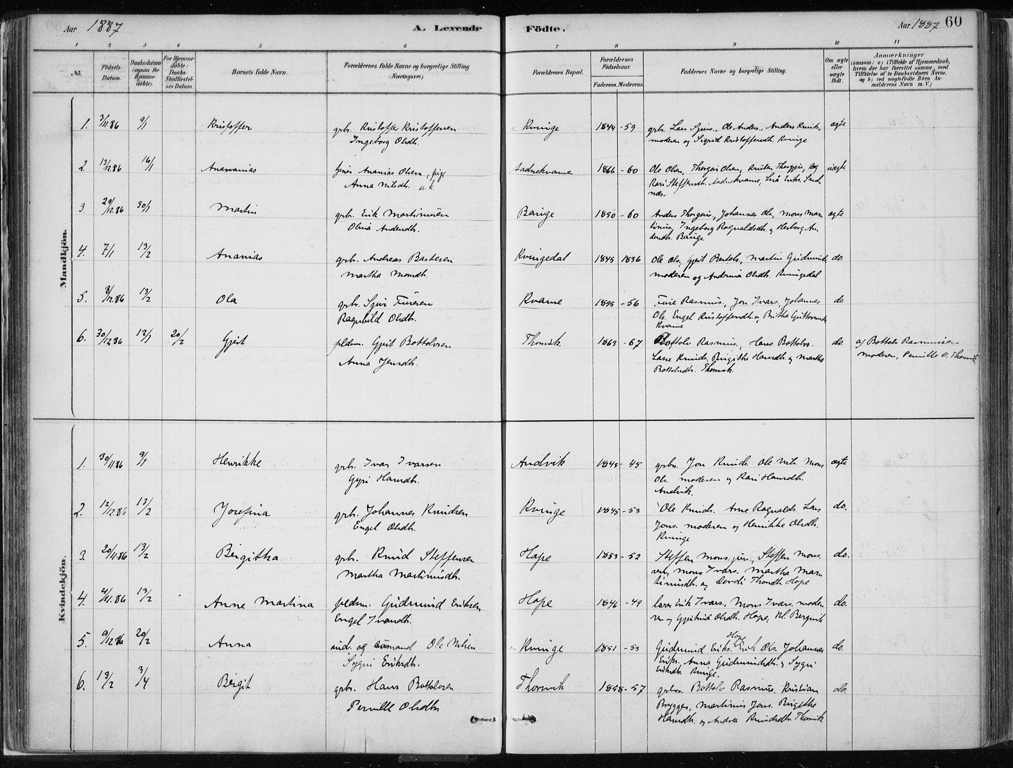 Masfjorden sokneprestembete, AV/SAB-A-77001: Parish register (official) no. B  1, 1876-1899, p. 60