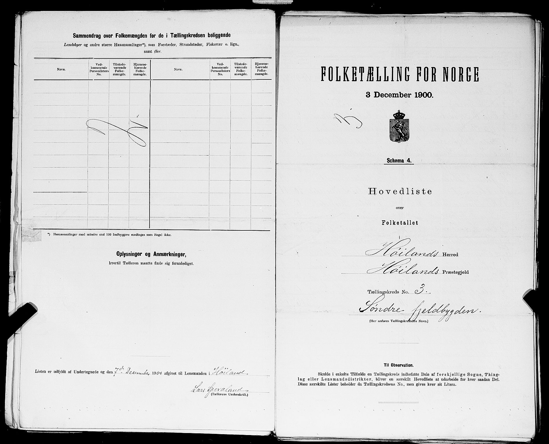 SAST, 1900 census for Høyland, 1900, p. 19