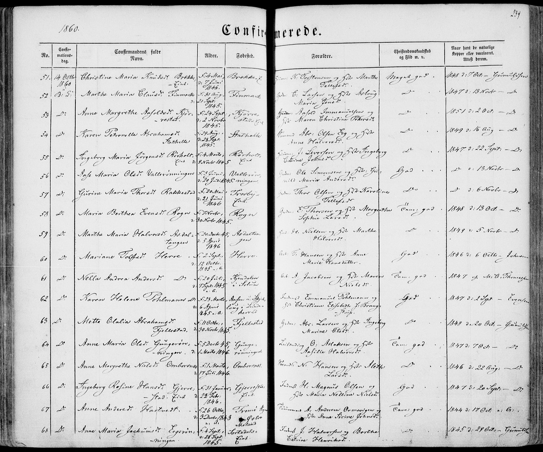 Bamble kirkebøker, SAKO/A-253/F/Fa/L0005: Parish register (official) no. I 5, 1854-1869, p. 239