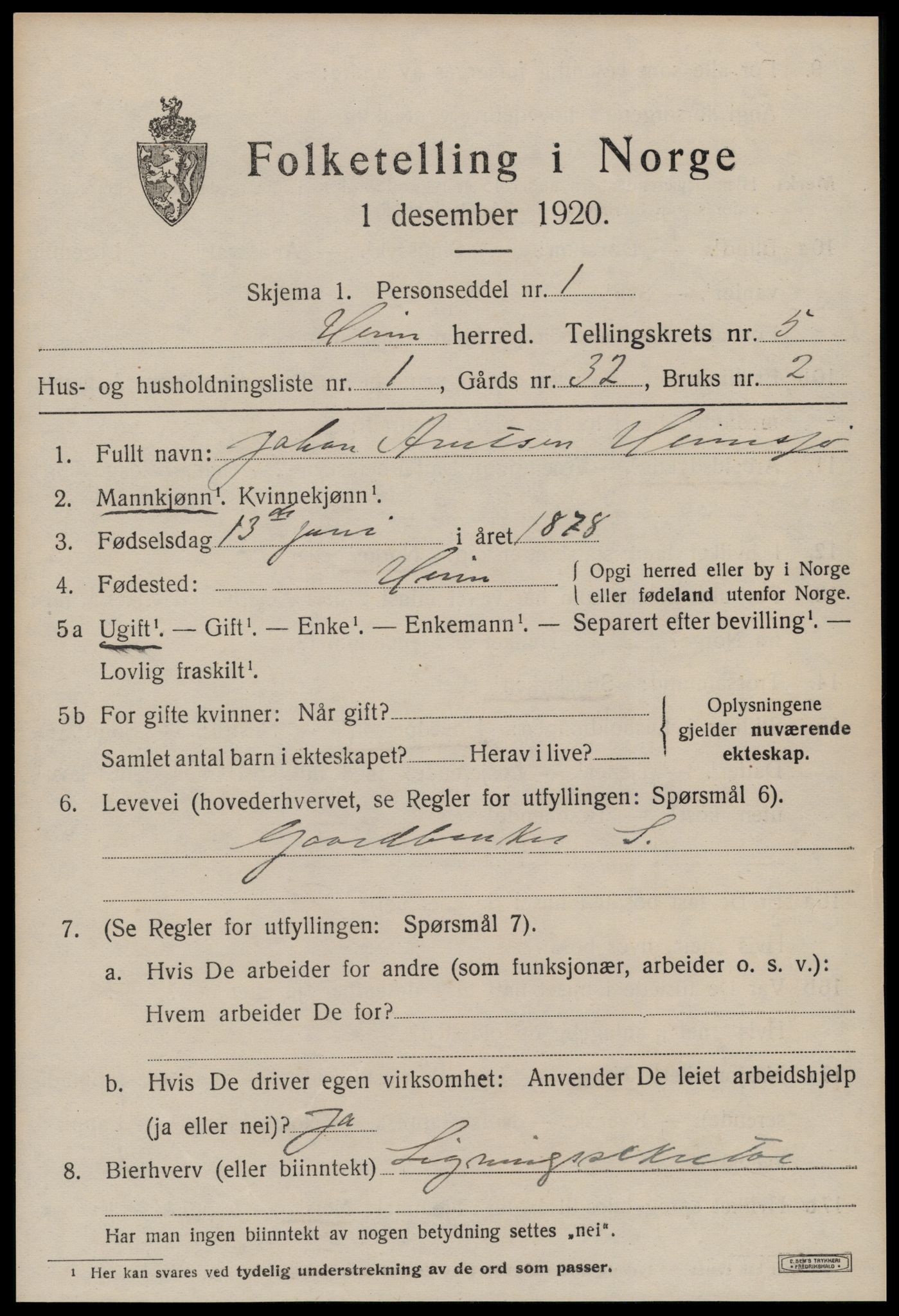 SAT, 1920 census for Heim, 1920, p. 2327