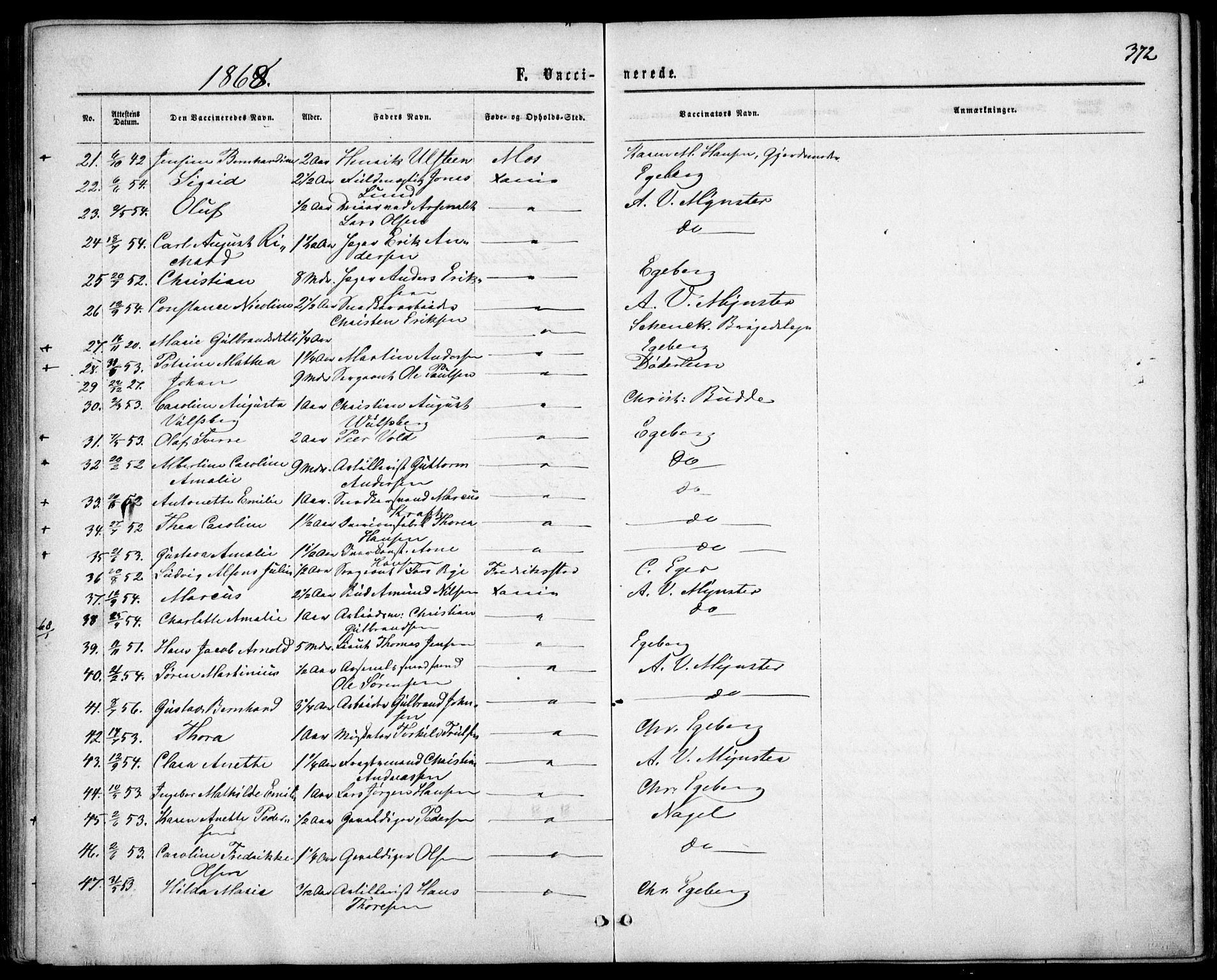 Garnisonsmenigheten Kirkebøker, AV/SAO-A-10846/F/Fa/L0010: Parish register (official) no. 10, 1859-1869, p. 372