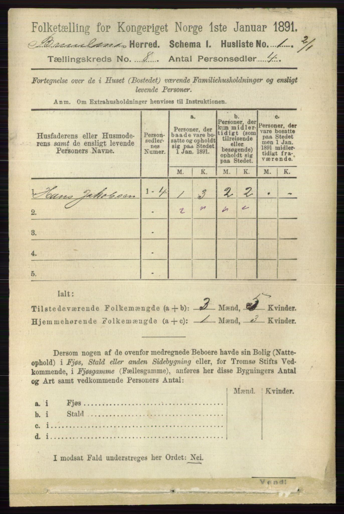 RA, 1891 census for 0726 Brunlanes, 1891, p. 3489