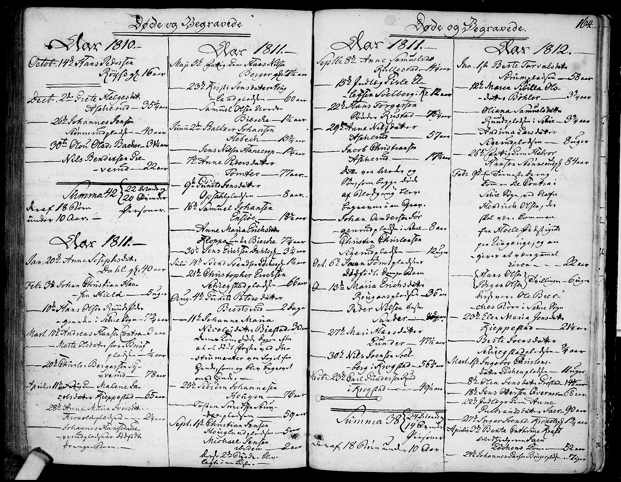 Kråkstad prestekontor Kirkebøker, SAO/A-10125a/F/Fa/L0002: Parish register (official) no. I 2, 1786-1814, p. 164