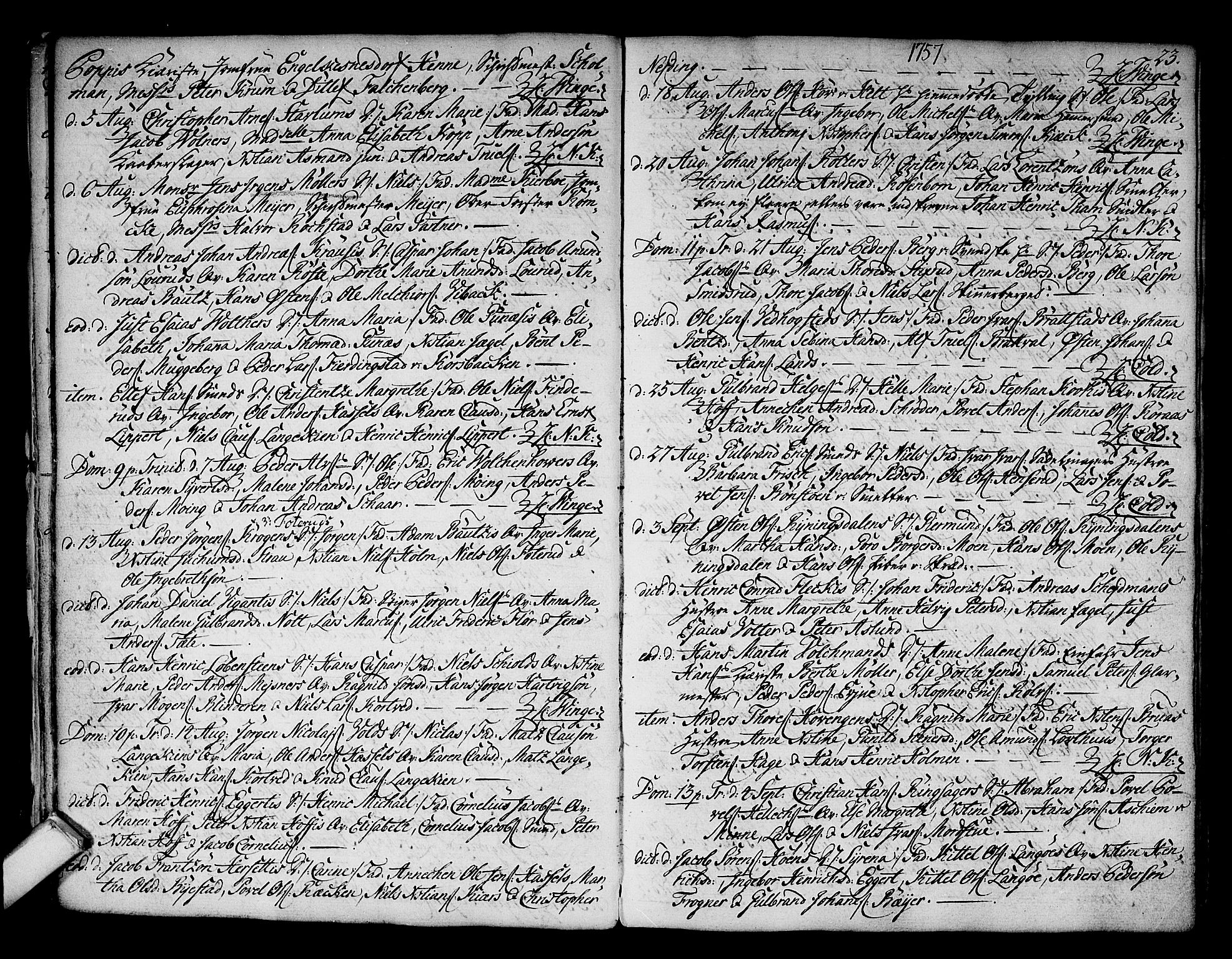 Kongsberg kirkebøker, AV/SAKO-A-22/F/Fa/L0004: Parish register (official) no. I 4, 1756-1768, p. 23