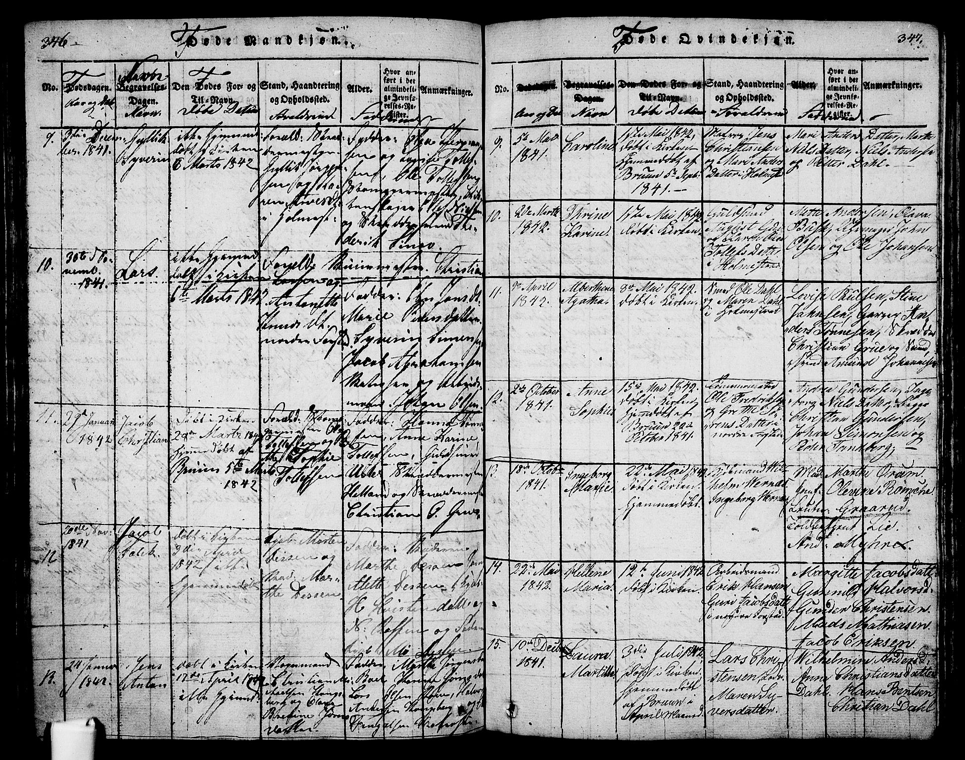 Holmestrand kirkebøker, SAKO/A-346/G/Ga/L0001: Parish register (copy) no. 1, 1814-1848, p. 346-347